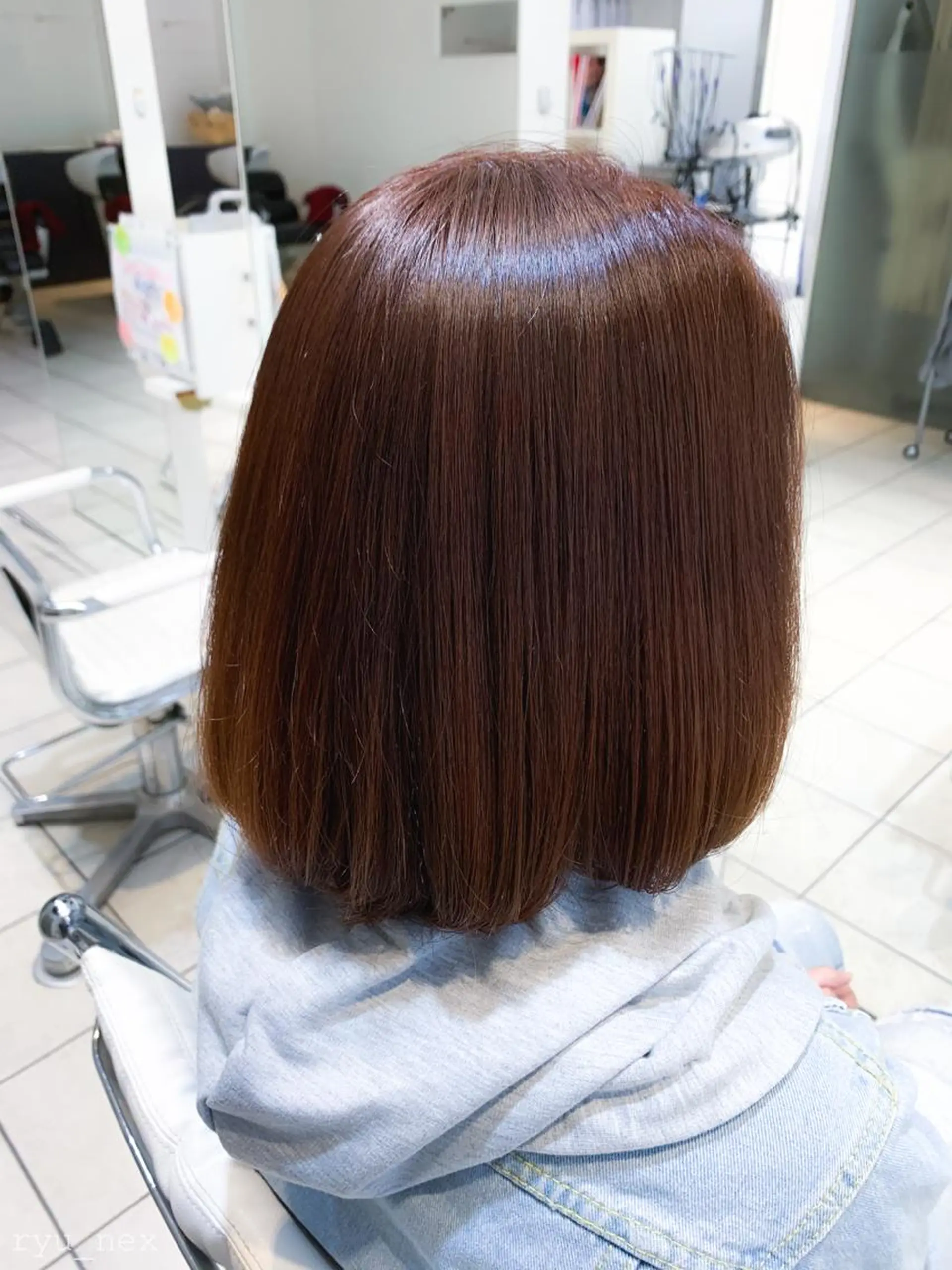 ミディアム カラー ブラウンカラー オレンジ オレンジブラウン Uni.所属・地毛風ストレート/ 髪質改善/榎本流行のヘアスタイル