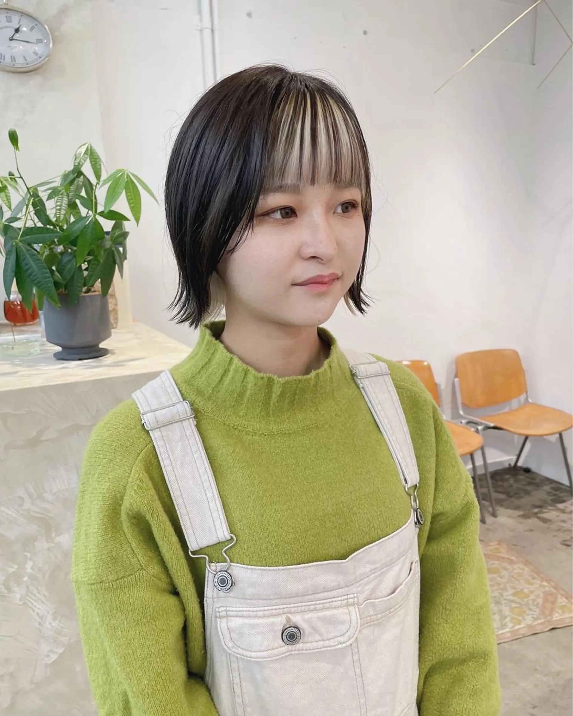 ミディアム カラー ミストバング  フェイスフレーミング ボブ カット ヘアカラー Terve. 杉山 将悟のヘアスタイル