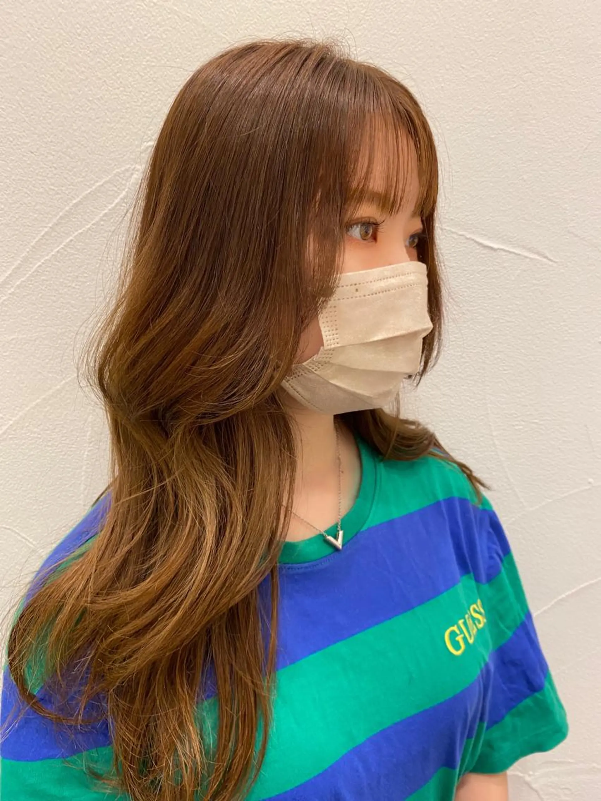 ロング カラー 顔まわりレイヤー 顔周りカット 韓国風ヘア レイヤーカット カット ヘアカラー トリートメント Ash中目黒店 榊間茜のヘアスタイル