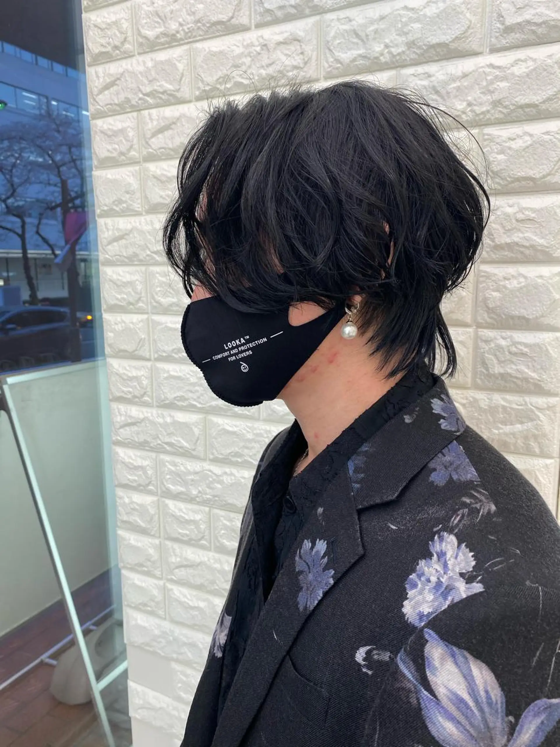 カラー 黒髪 ブルーカラー ブルーブラック uni原宿所属・韓国ヘア レイヤーカットのヘアスタイル