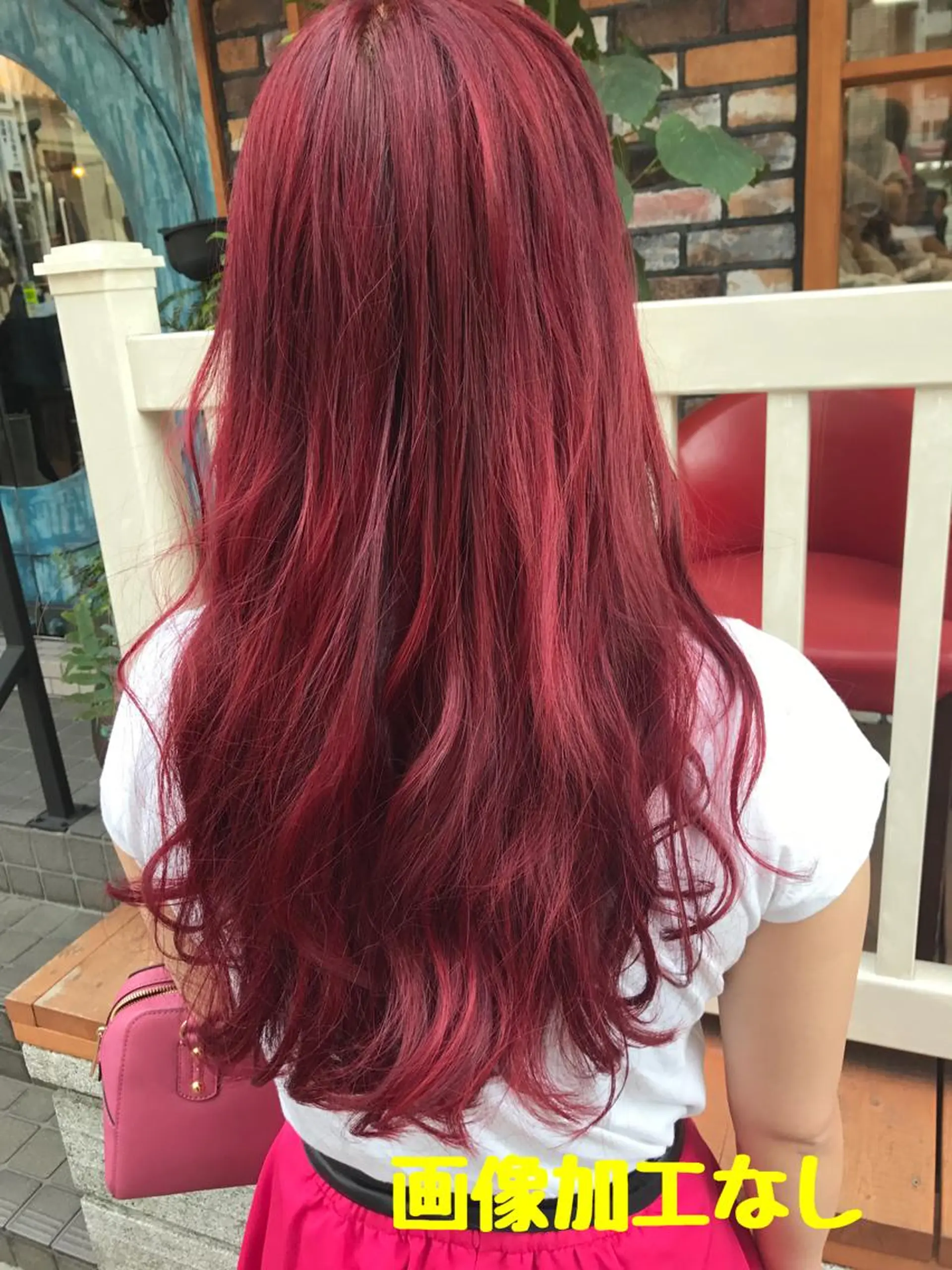 ロング カラー レッドカラー 平尾 拓也のヘアスタイル