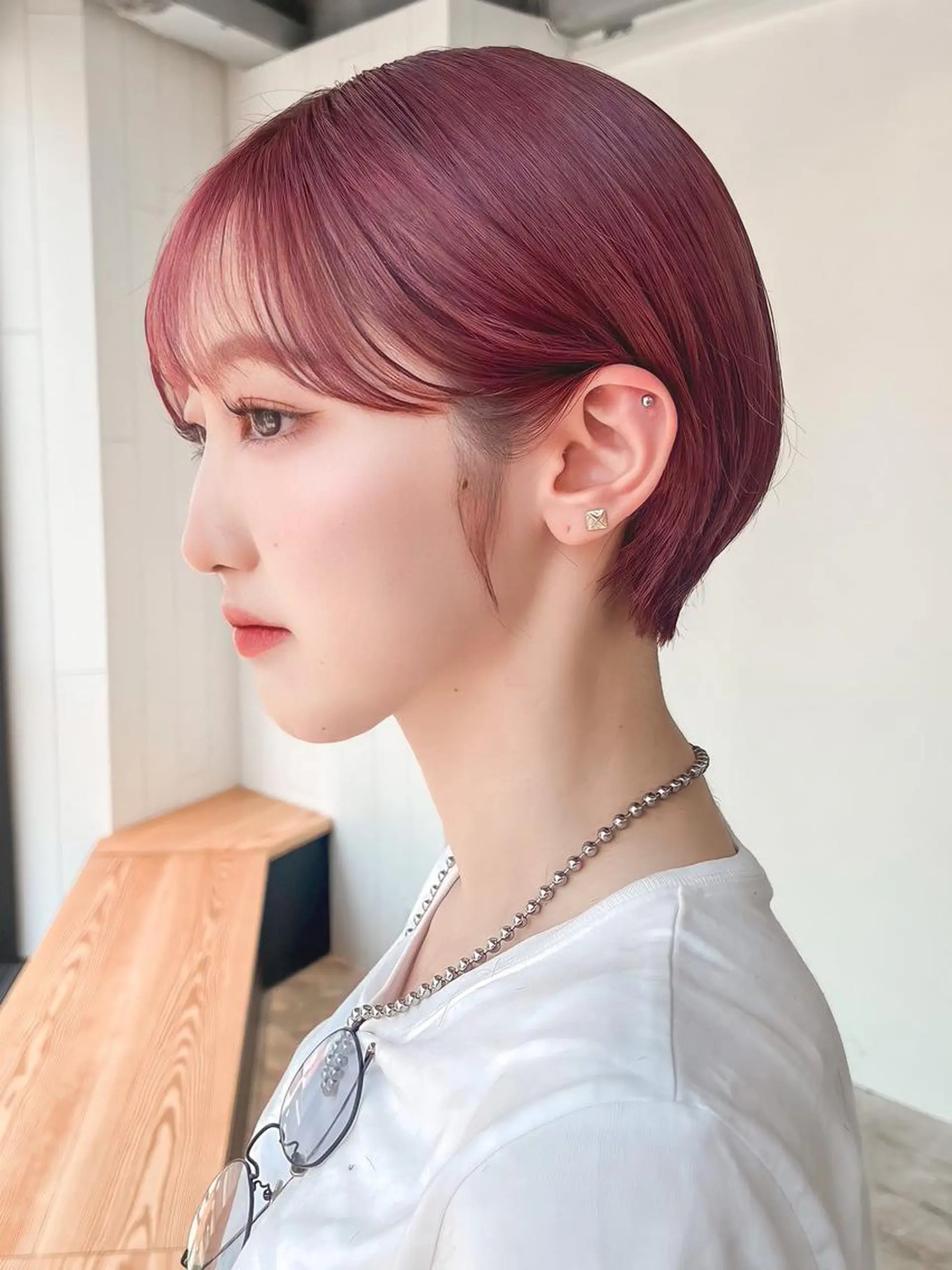 カラー ショート ピンクカラー ショートヘア カット ヘアカラー トリートメント ITbyALBUM 藤沢店のヘアスタイル
