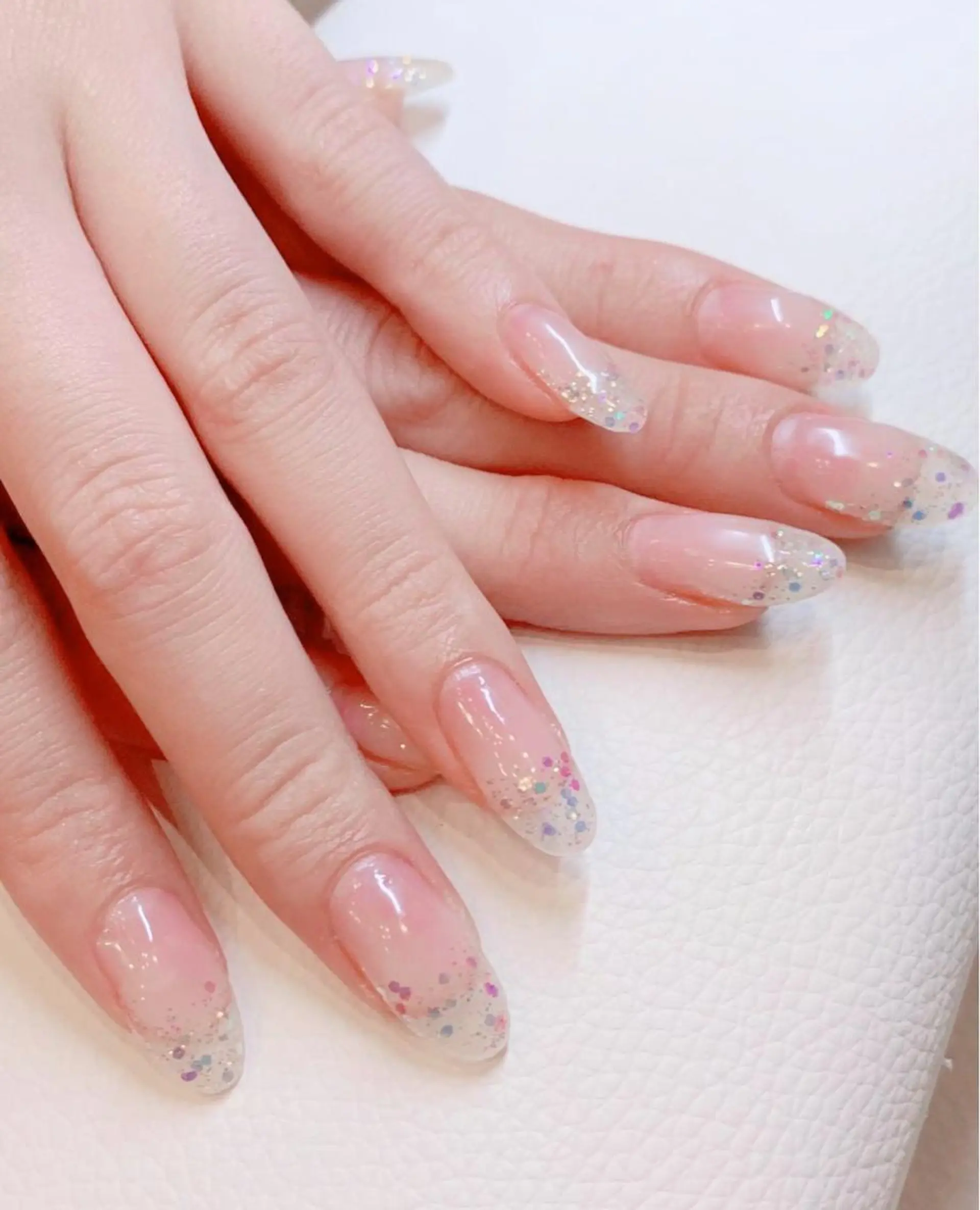 ロング ネイル グラデーション ラメ(グリッター) ラメグラデーション スカルプネイル ハンドネイル Nail_Aroma KOKOのネイルデザイン