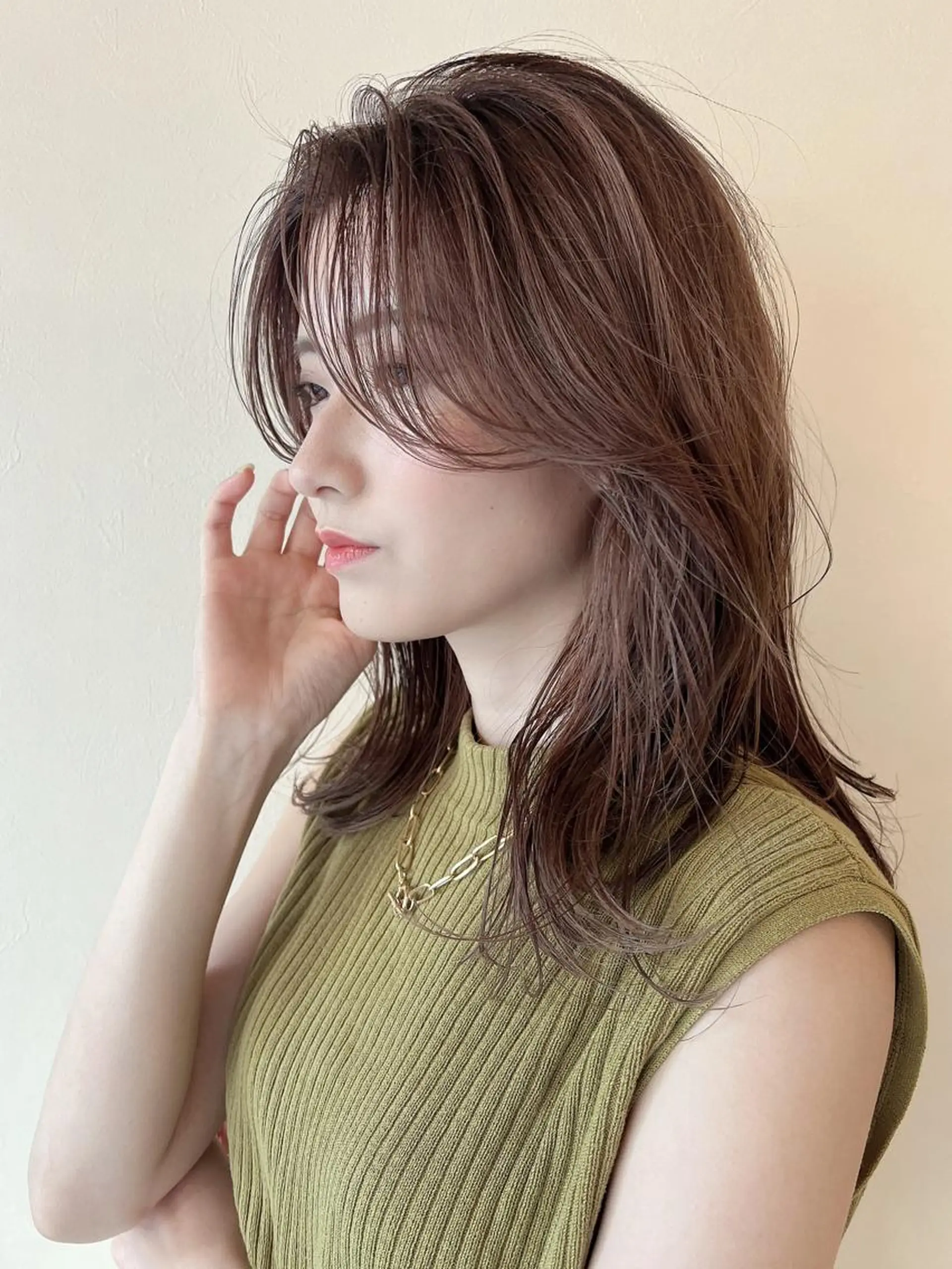 セミロング カラー パーマ ハイライトカラー イルミナカラー ハイライト 渋谷✨yuto✨全 メニュー得意です🙏のヘアスタイル