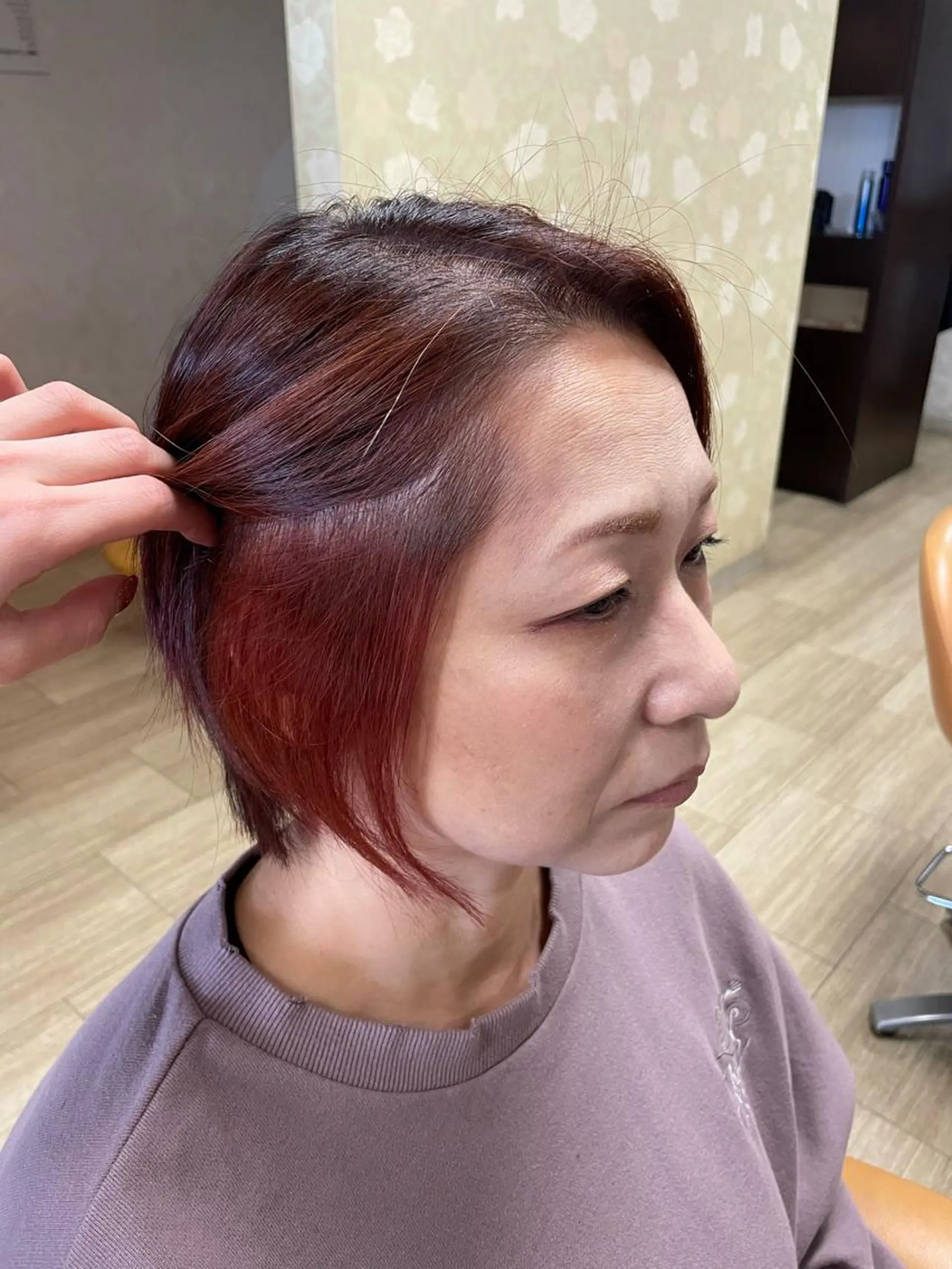 ショート カラー レッドカラー ヘアカラー 徳留 もも花のヘアスタイル