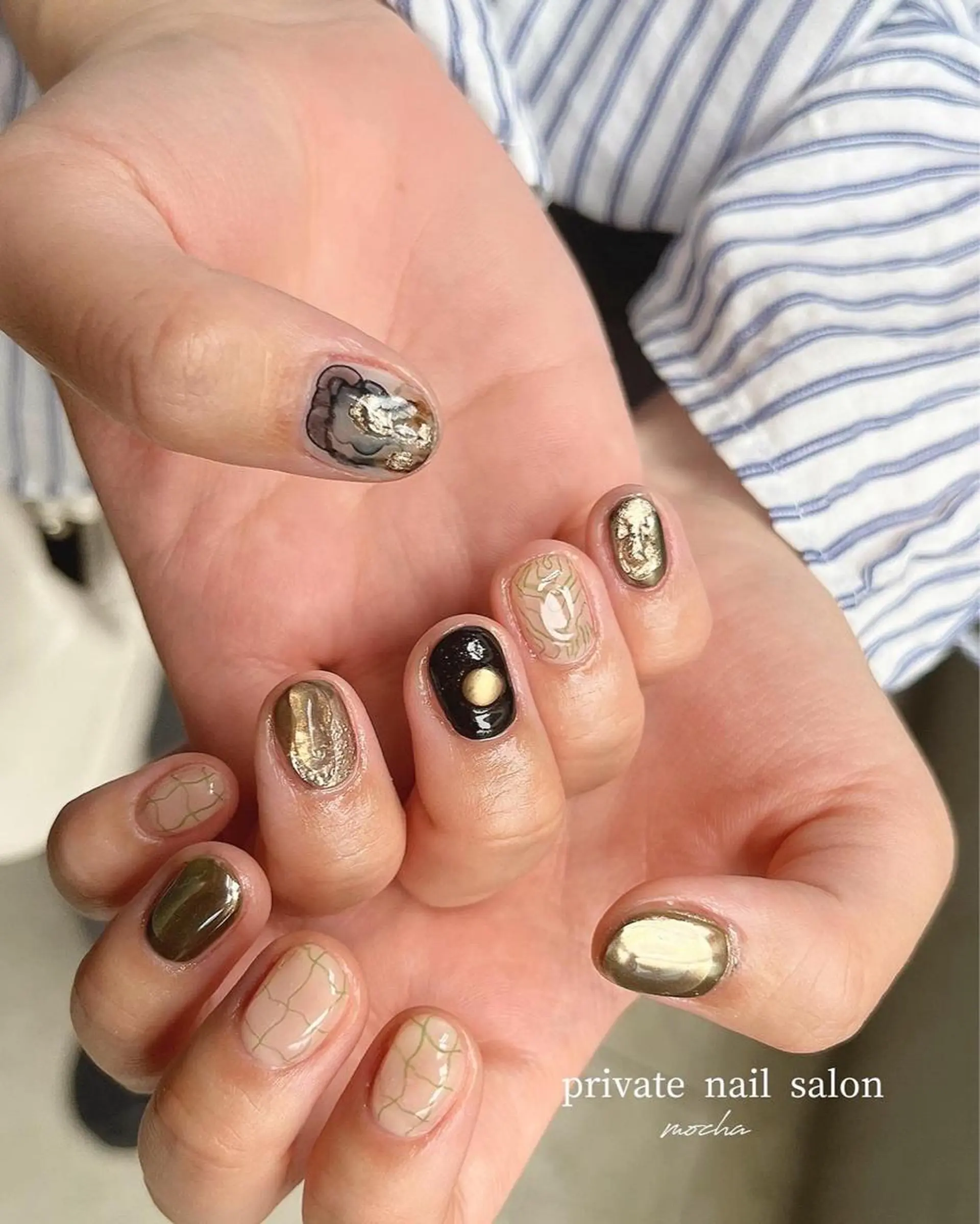 ネイル カジュアル チークネイル フレンチネイル ジェルネイル マグネットネイル ハンドネイル mocha nailのネイルデザイン