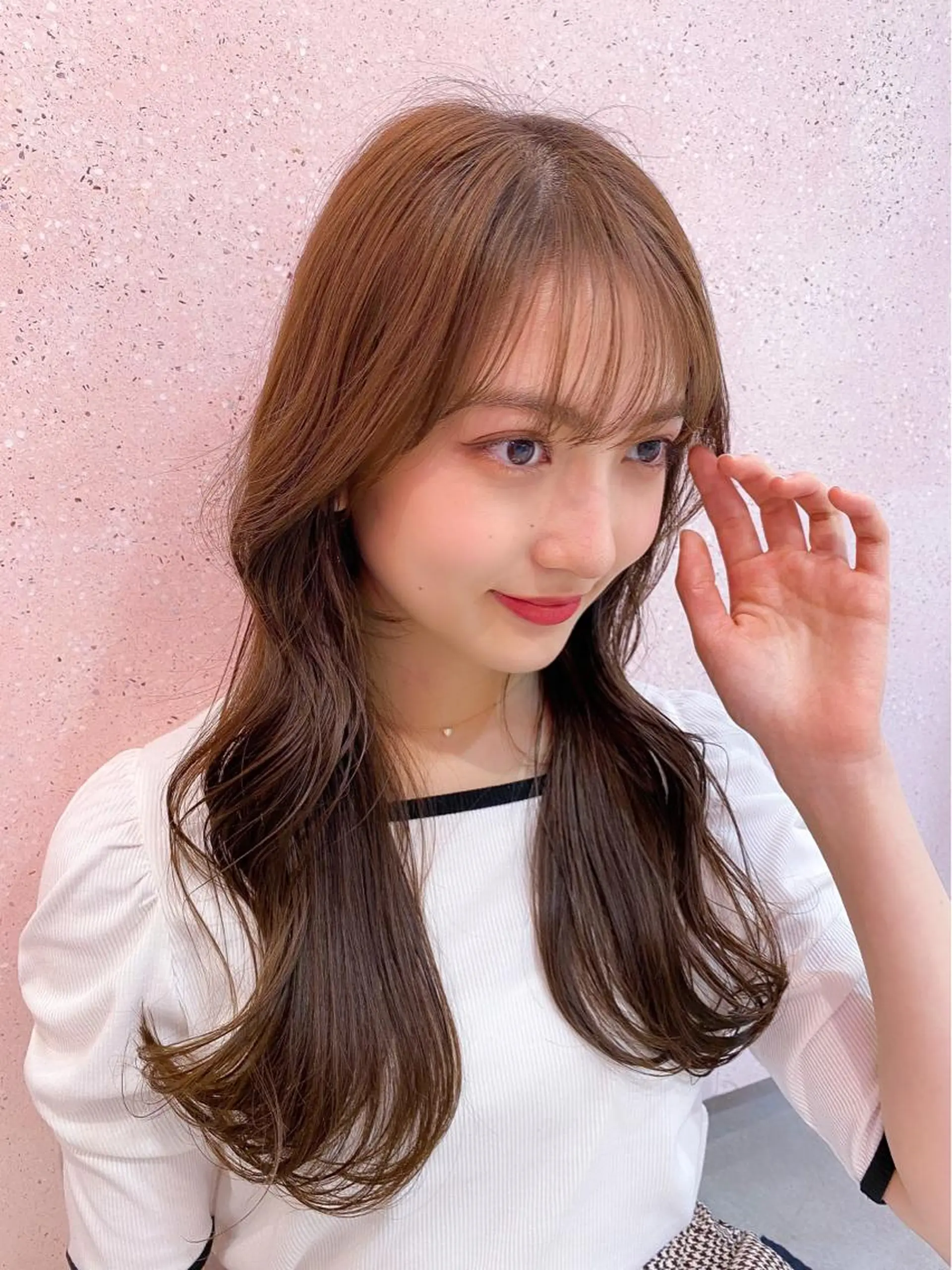 セミロング カラー 新宿/韓国風レイヤー 髪質改善/渋谷直樹のヘアスタイル