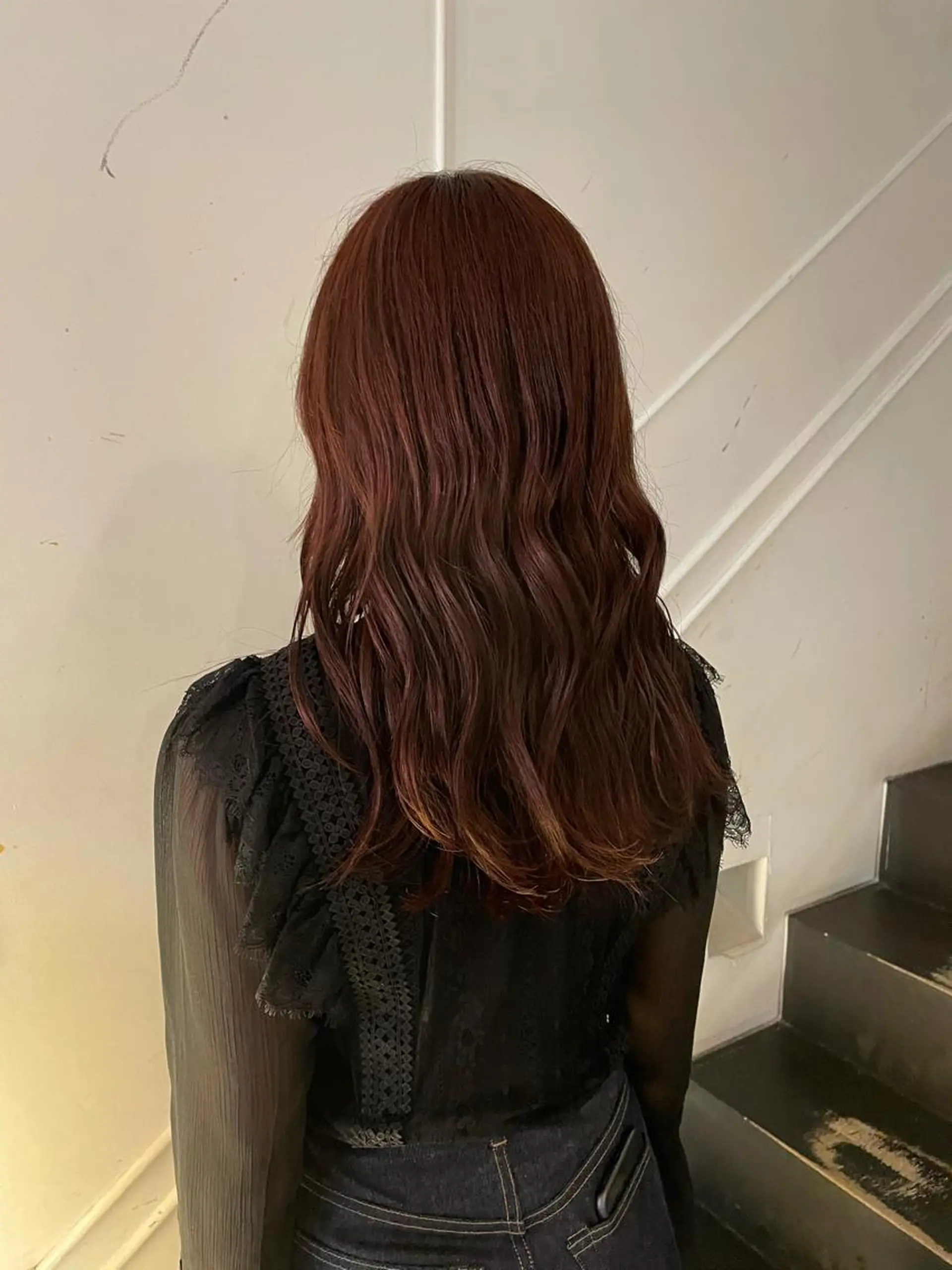 ロング カラー レッドカラー ヘアカラー トリートメント アオキ リノのヘアスタイル