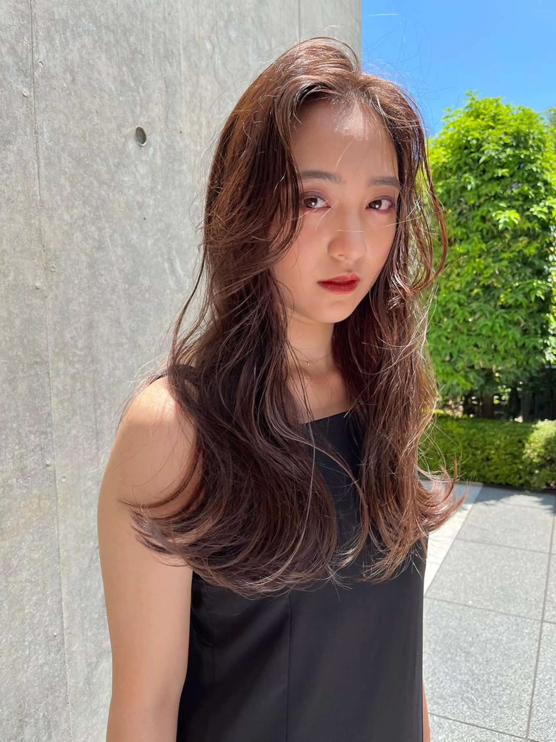 ロング カラー ブラウンカラー ナチュラルブラウン 韓国風ヘア レイヤーカット カット ヘアカラー ミルクティーベージュ 🌿店長　清水ひとみのヘアスタイル