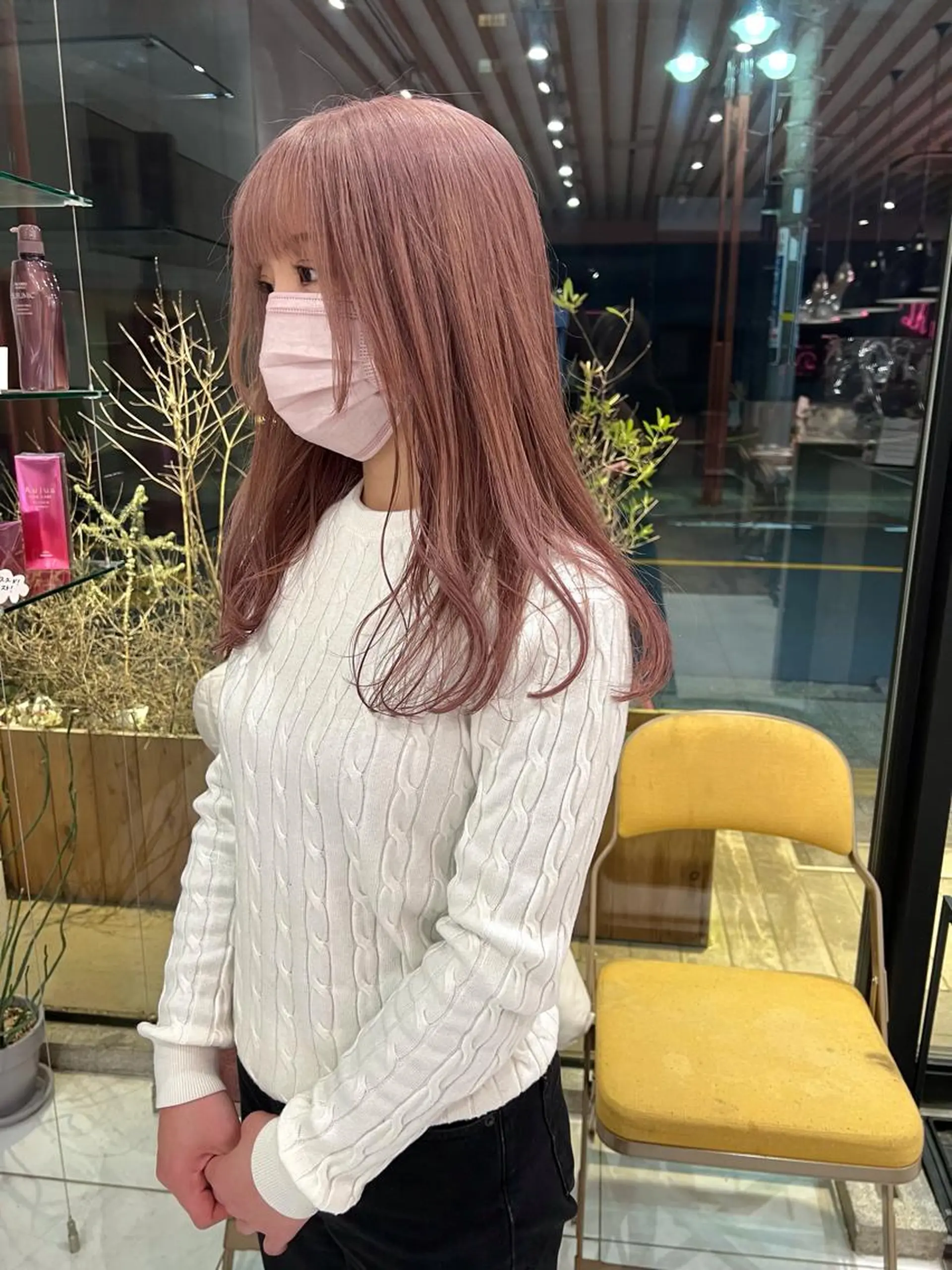 カラー ベージュカラー ピンクカラー ピンクベージュ ヘアカラー D'na ディーナのヘアスタイル