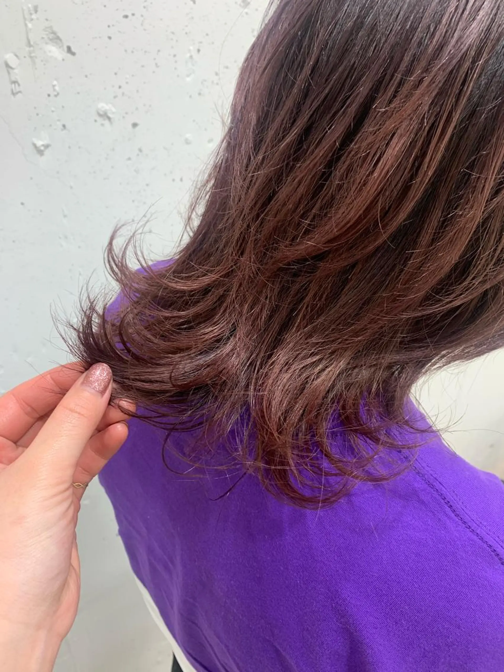 ミディアム カラー ブリーチ ピンクカラー パープルカラー カット ヘアカラー トリートメント 🍑艶髪✖️暖色系 ✨momoka🍑のヘアスタイル