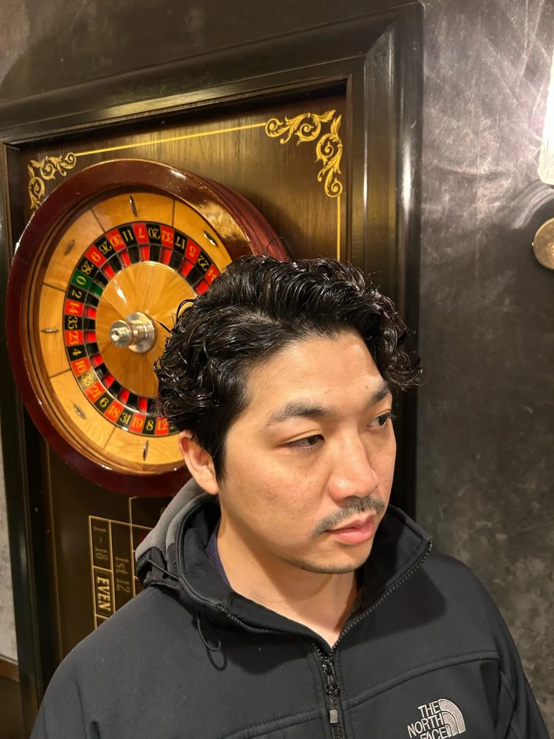 パーマ メンズ オールバック メンズパーマ 西本 健斗のヘアスタイル