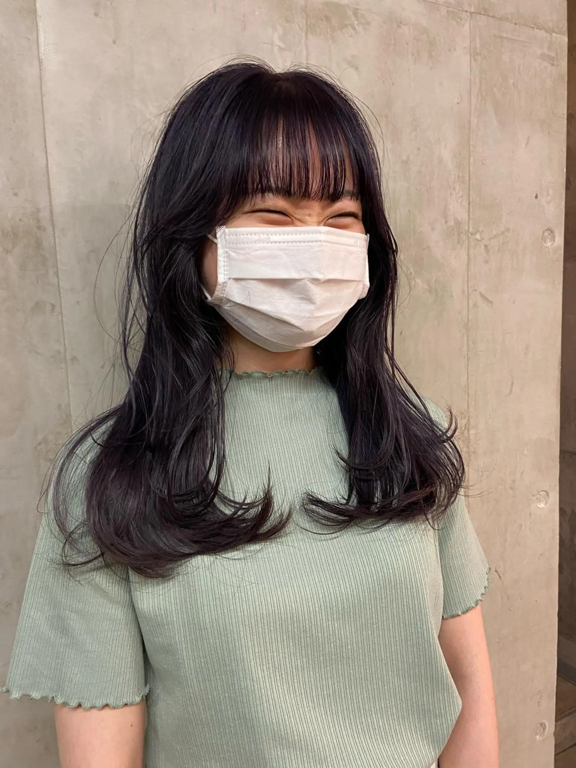 セミロング カラー ブリーチ ブルーカラー ブルーラベンダー ラベンダーカラー SALTWATER AYARIのヘアスタイル