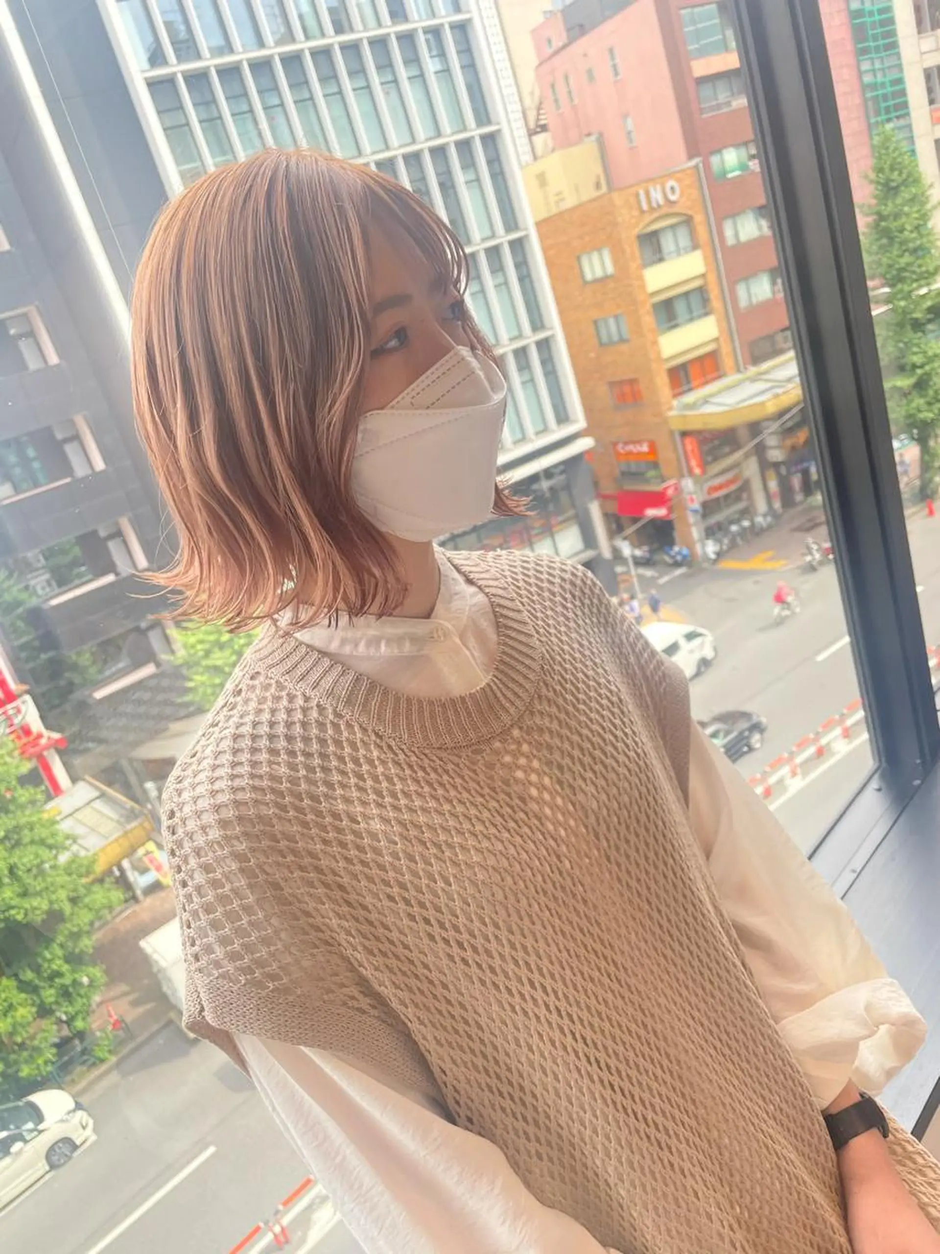 ショート カラー ベージュカラー ピンクカラー ピンクベージュ ヘアカラー ブリーチ👩‍🦳/ ‪✂︎MANAMIのヘアスタイル