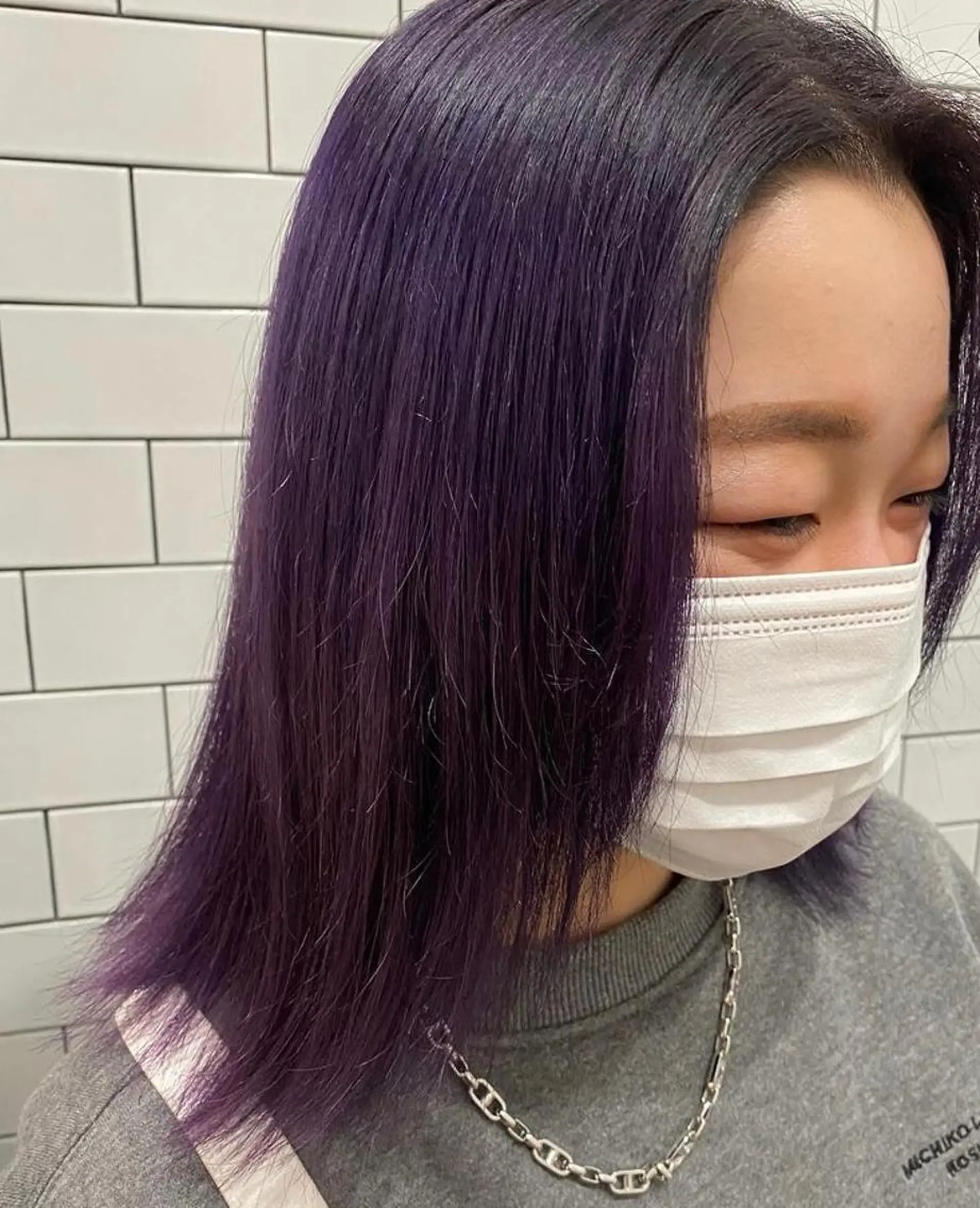 ミディアム カラー ブリーチ パープルカラー t.所属・藤江 健人のヘアスタイル