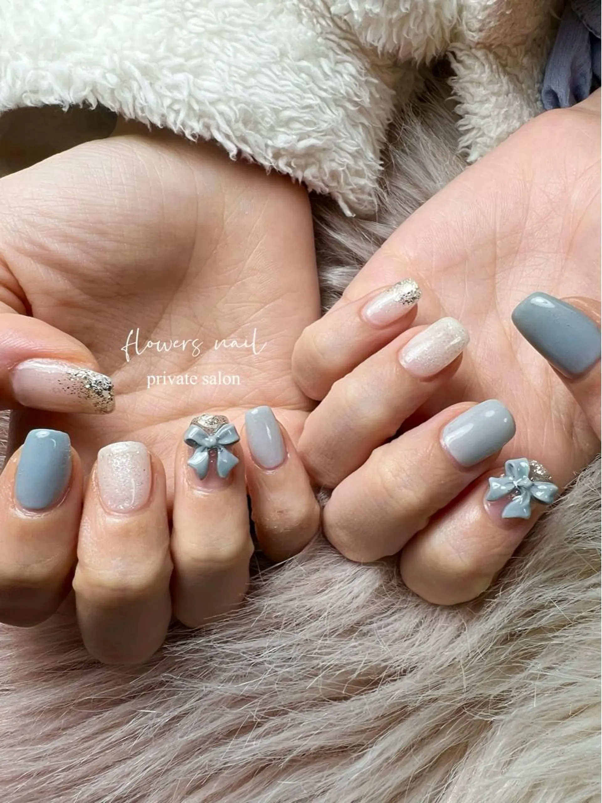 ネイル ジェルネイル キラキラネイル 持ち込み パラジェル リボン flowers nailのネイルデザイン