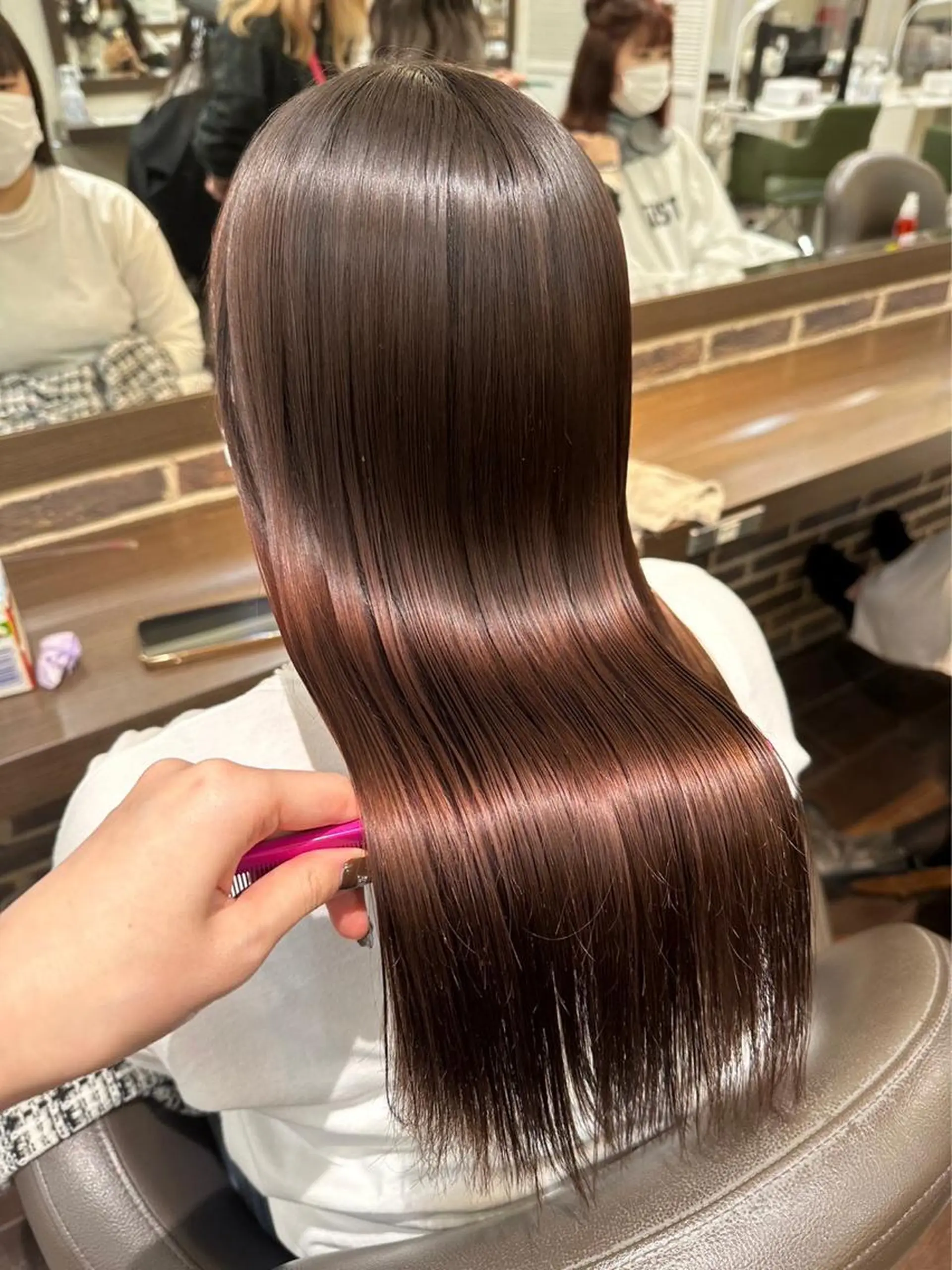 ロング カラー ベージュカラー 黒髪 ブリーチ ブルーカラー ブルーブラック 似合わせカット パーマ/コトミ🐸のヘアスタイル