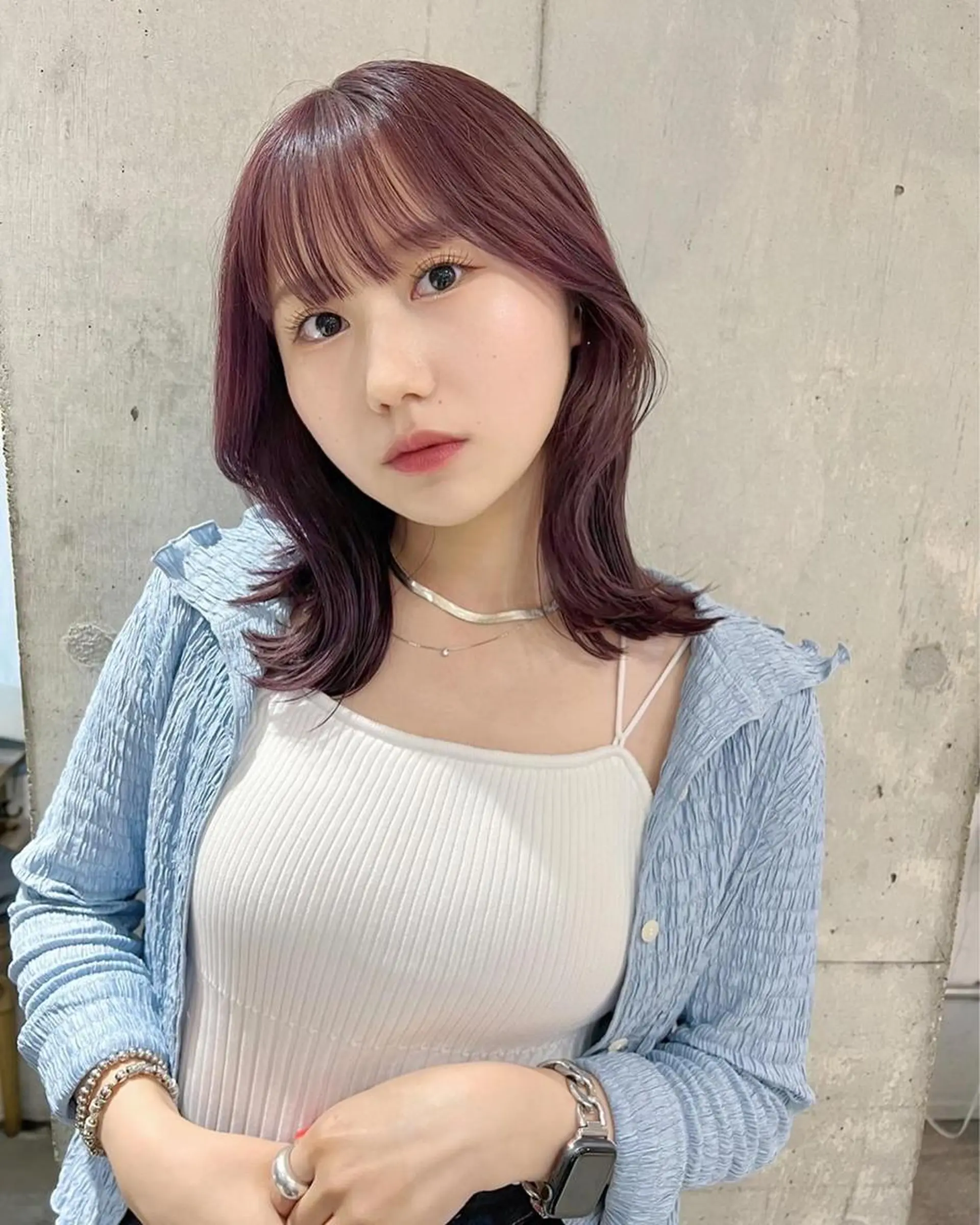 セミロング カラー ボルドーカラー 韓国風ヘア COAPLUS所属・透明感color特化 🪄cocoroのヘアスタイル