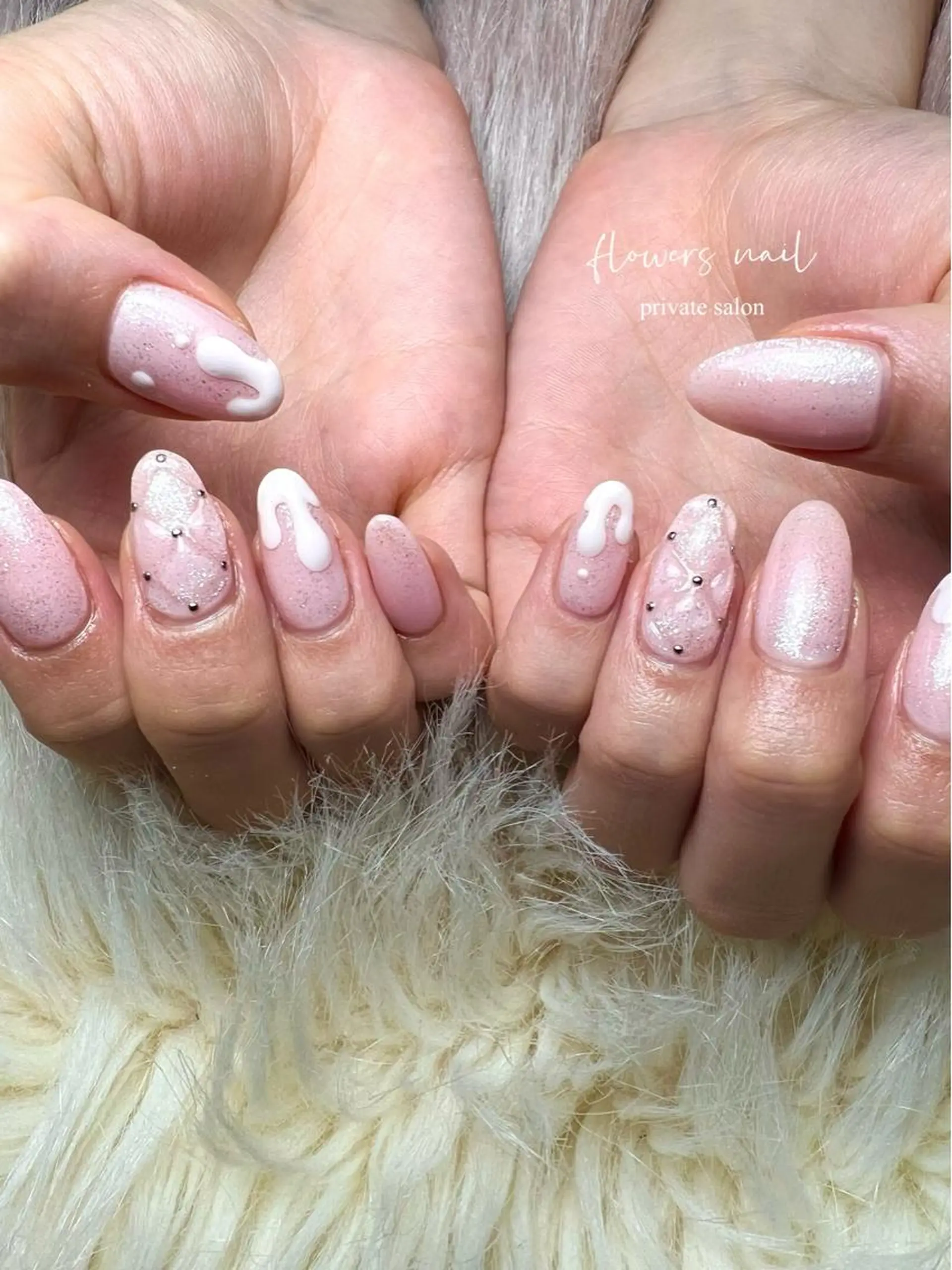 ネイル ジェルネイル 持ち込み パラジェル ピンク 春ネイル flowers nailのネイルデザイン