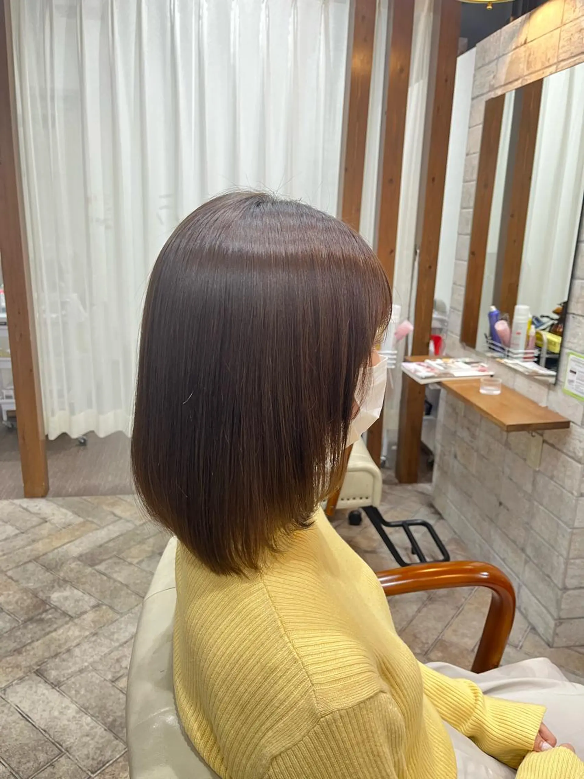ミディアム カット 縮毛矯正 トリートメント 橋本 桂のヘアスタイル