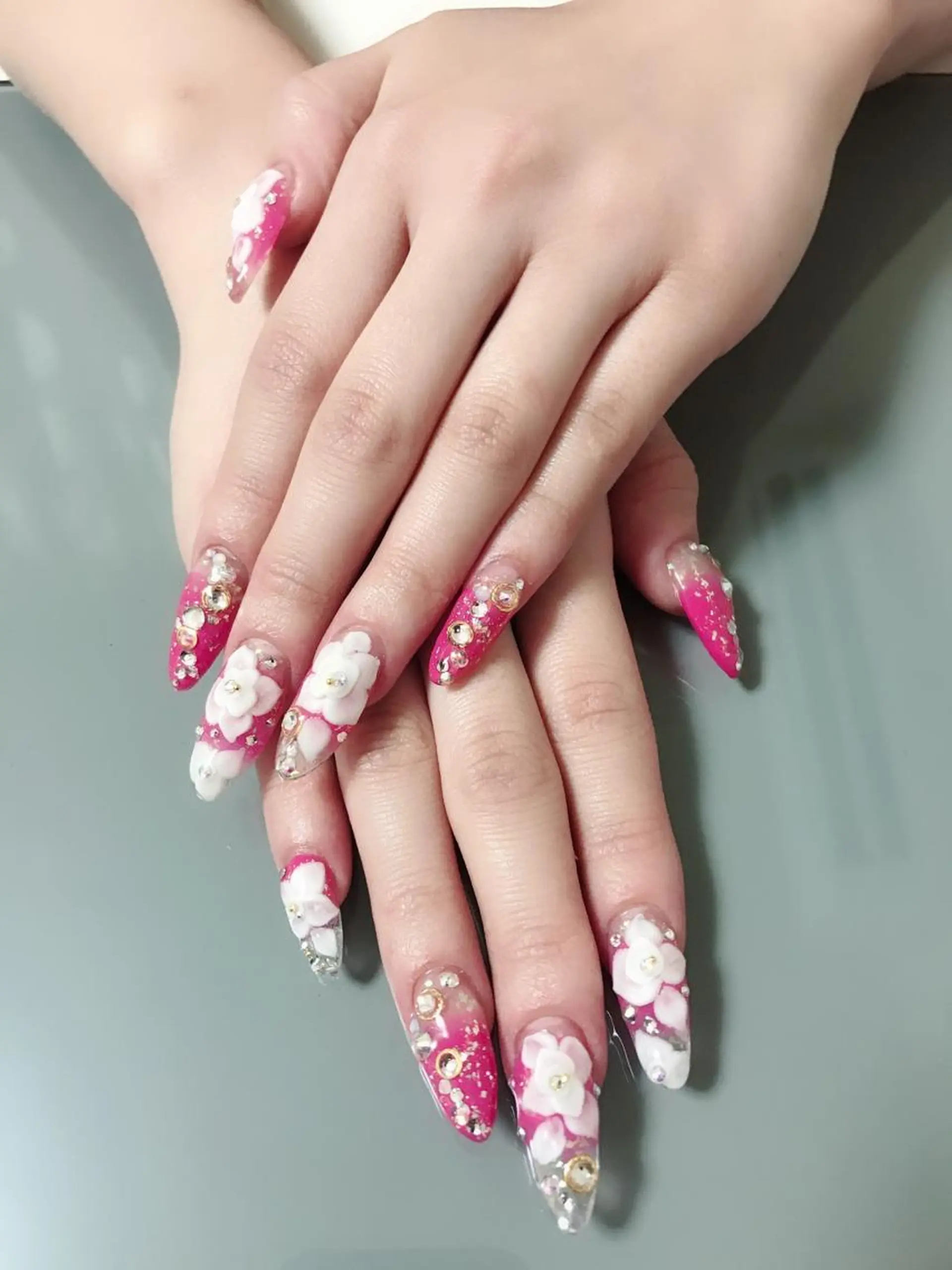 ネイル アートネイル クリアネイル 成人式 長さ出し ロングネイル Masuko Yasukaのネイルデザイン