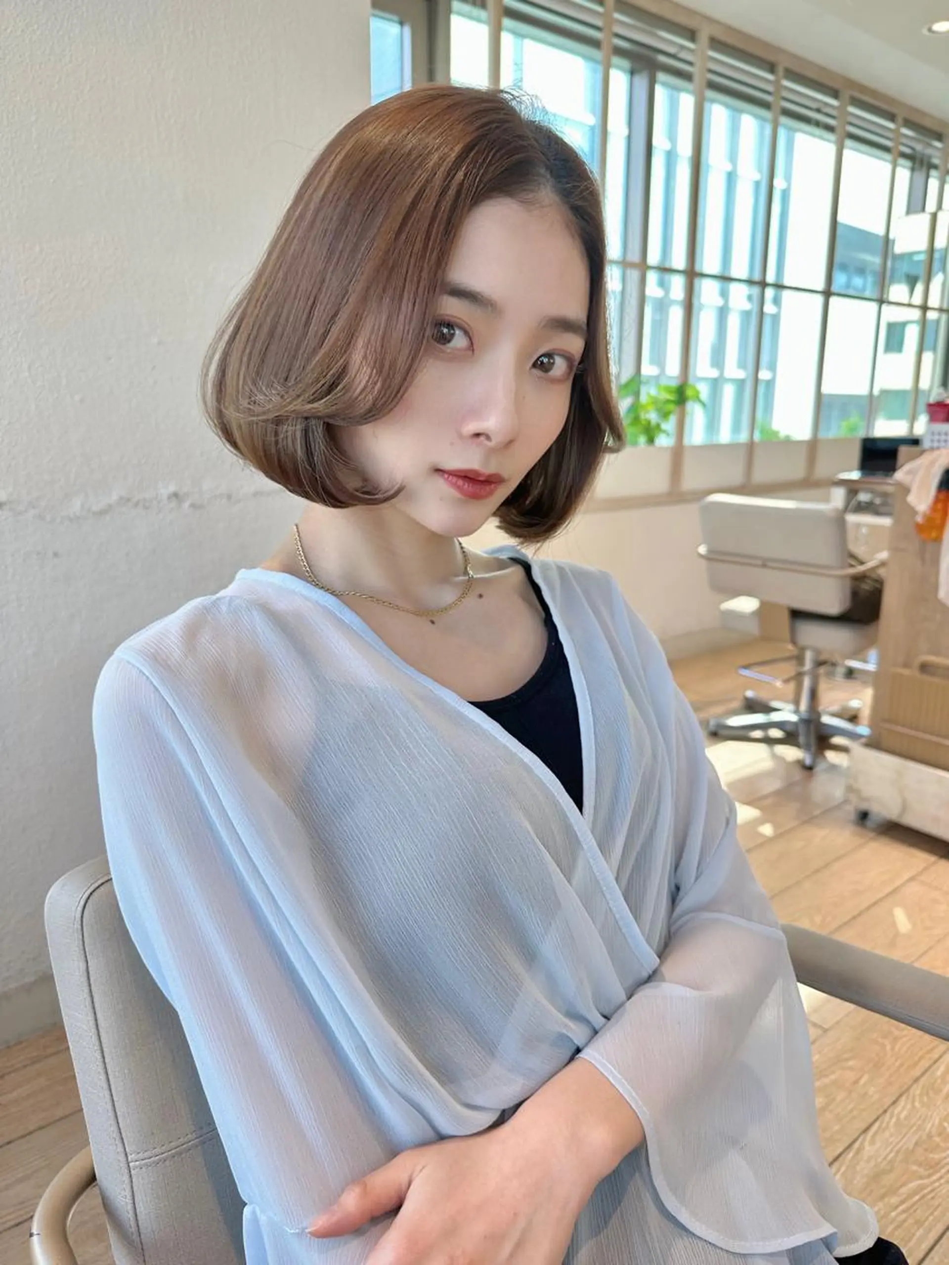 ミディアム 切りっぱなしボブ ショートボブ ボブ くびれヘア タンバルモリ 市原 大翼のヘアスタイル