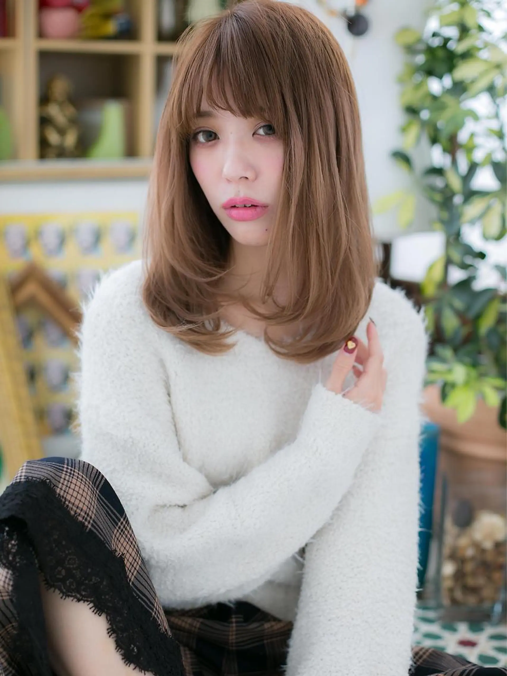 セミロング カラー パーマ セミロングパーマ 縮毛矯正 デジタルパーマ 小顔カット得意🌟 岩渕麻由のヘアスタイル