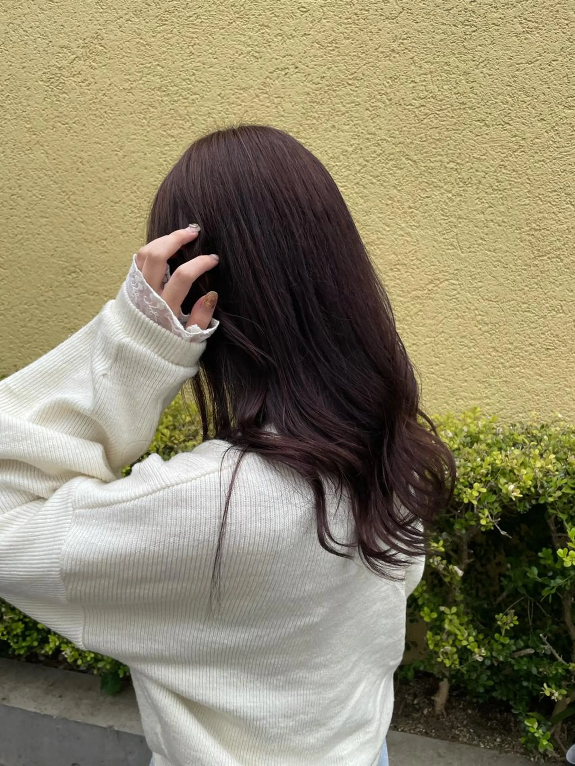 セミロング カラー ブラウンカラー パープルカラー パープルブラウン ブリーチ/ハイトーン 艶カラー/ユリナのヘアスタイル