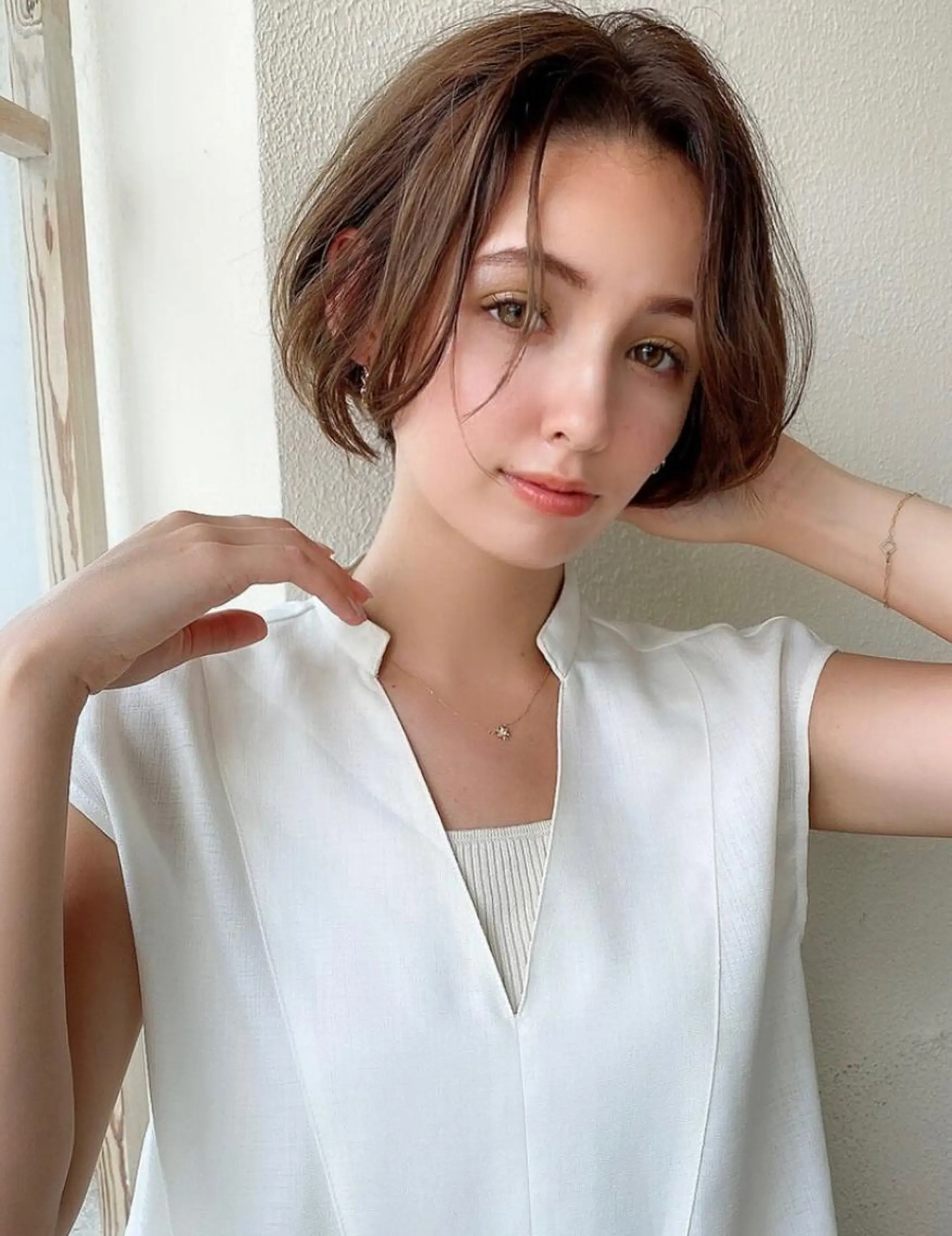 ショート カラー ヘアアレンジ カット ヘアカラー トリートメント 顔まわり似合わせ 久保田せなのヘアスタイル