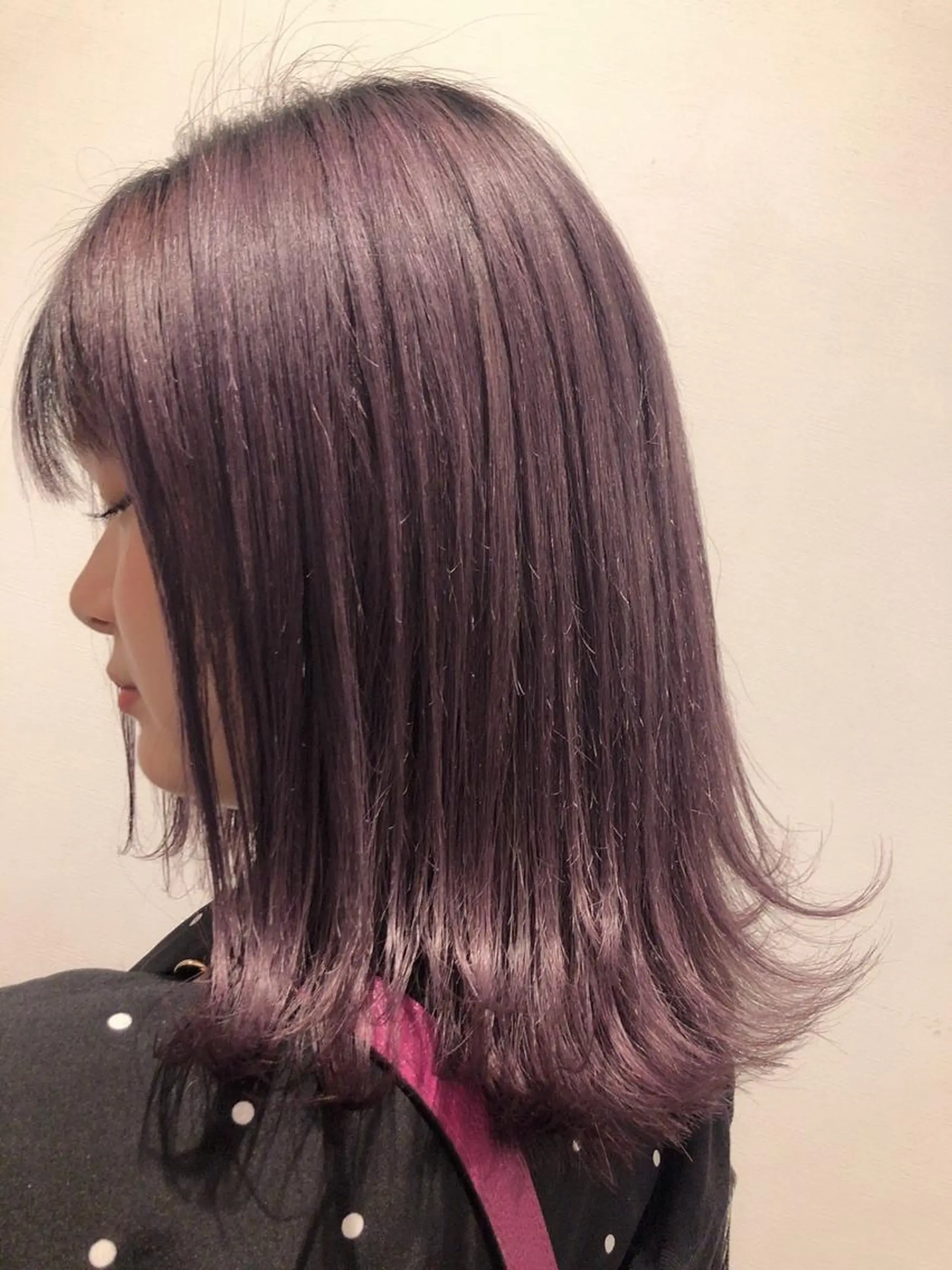ミディアム ピンクラベンダー コトネ🫧 韓国風レイヤーカットのヘアスタイル