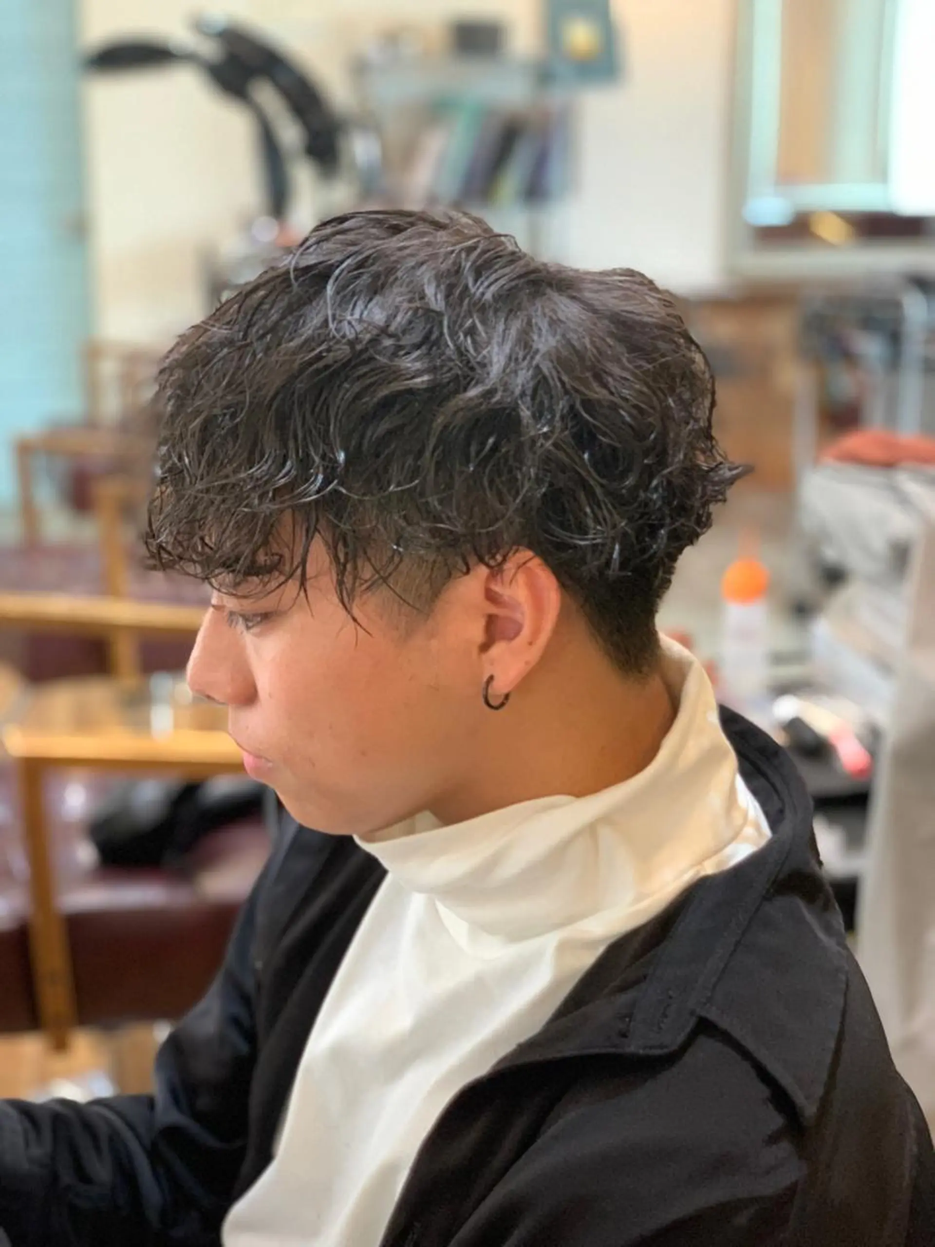 ショート パーマ メンズ 波巻きパーマ カット パーマ CECIL hair なんば店所属・メンズパーマ 艶髪☆店長☆有馬のヘアスタイル