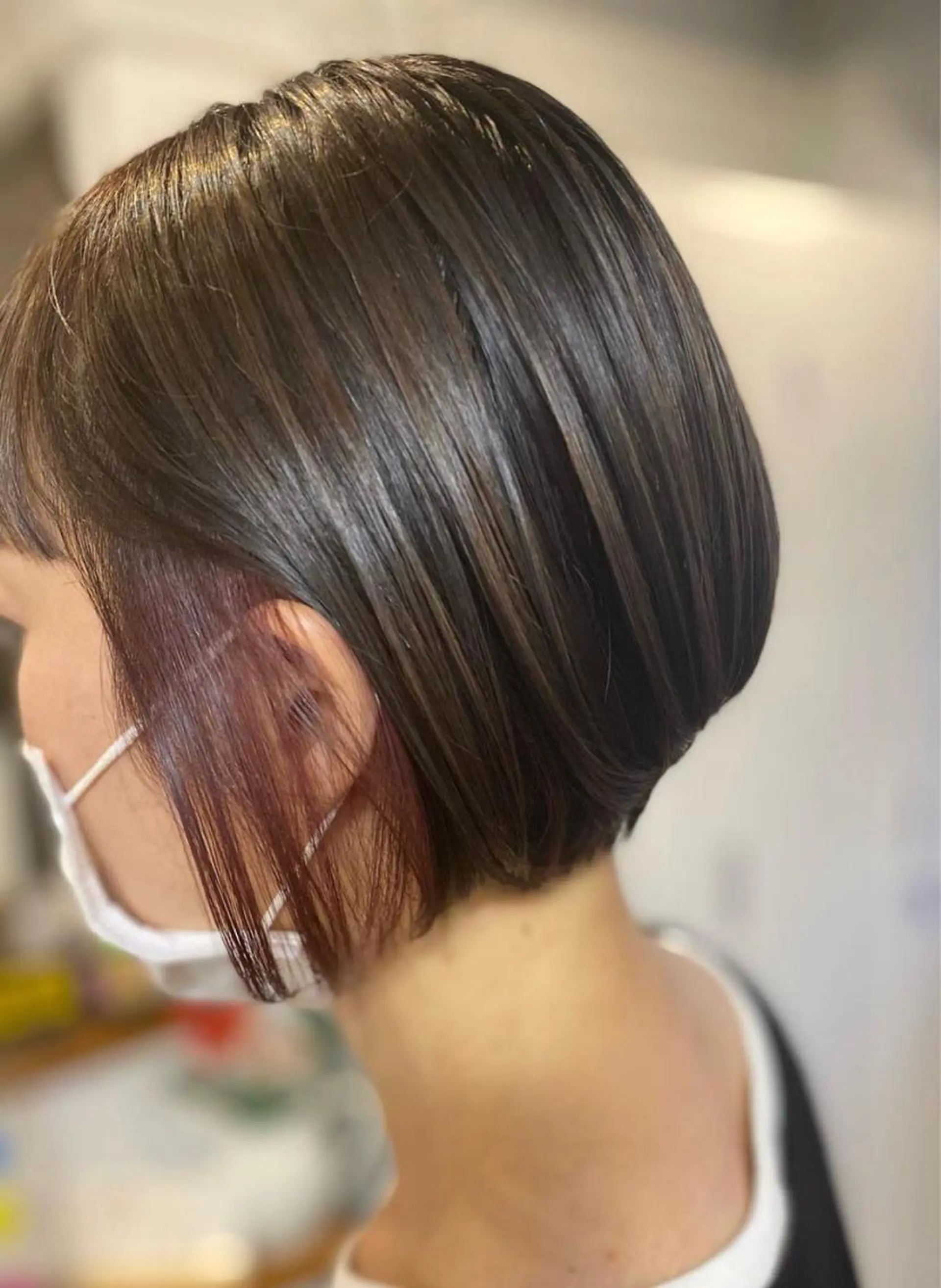 ショート カラー イヤリングカラー ボブ 髪質改善 💎場所分かりづらい サユリ美容室💎のヘアスタイル