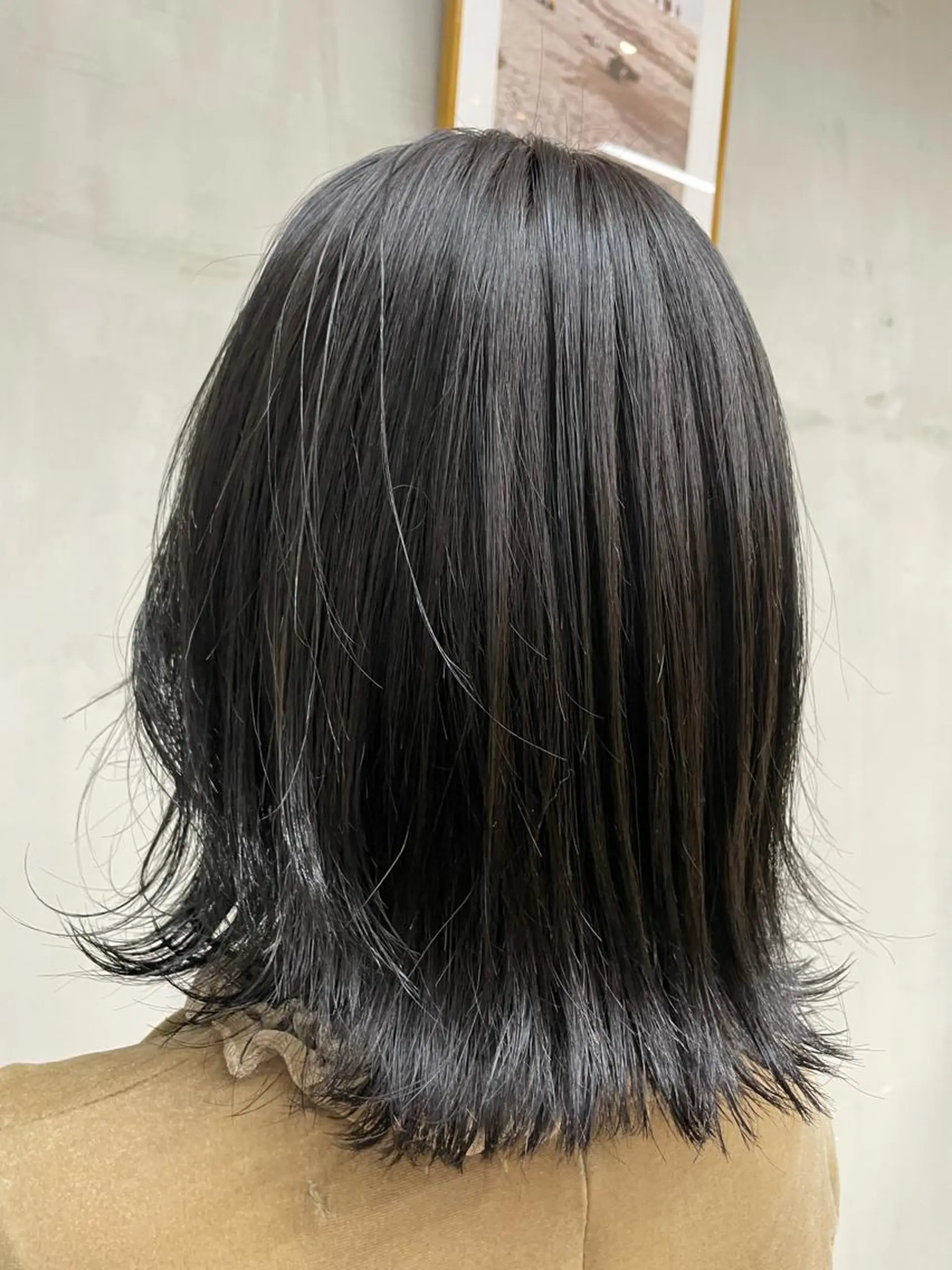 ミディアム カラー 黒髪 グレージュ カット ヘアカラー トリートメント ボブ/ショート/ shinのヘアスタイル