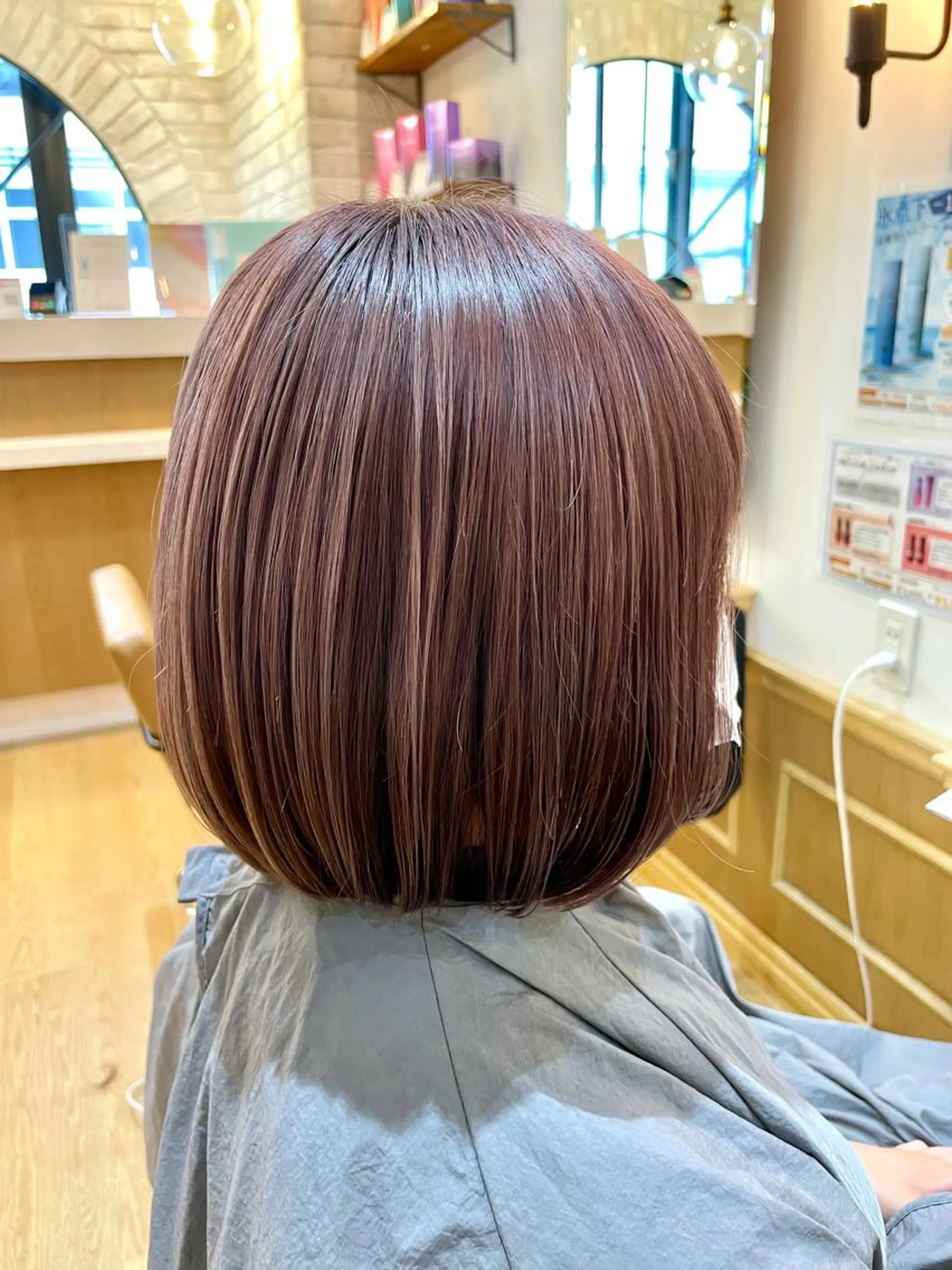 ミディアム カラー ベージュカラー ピンクカラー ピンクベージュ ✨シルクストレート✨ 美髪髪質改善Yukiのヘアスタイル