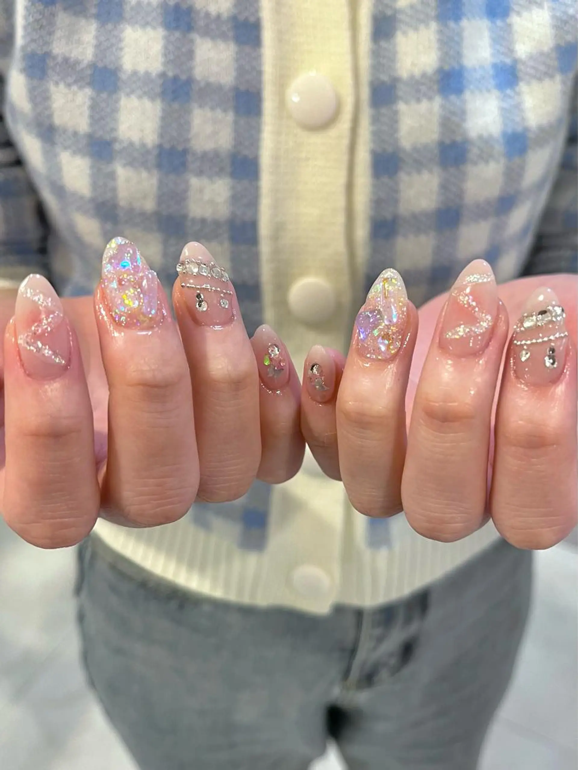 ネイル オーロラネイル チークネイル ガーリー ハート キラキラネイル ハンドネイル フットネイル para ☀︎ sol by BECK所属・Para Sol nail　Maoのネイルデザイン