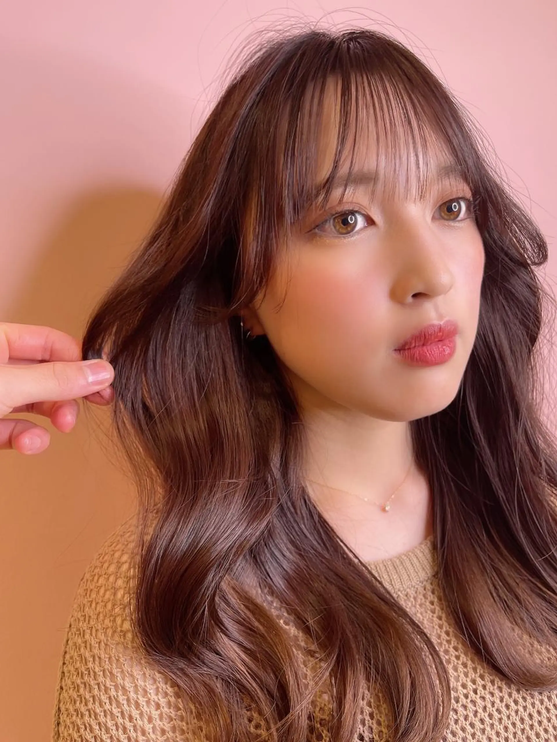セミロング カラー ボブパーマ ウルフパーマのヘアスタイル