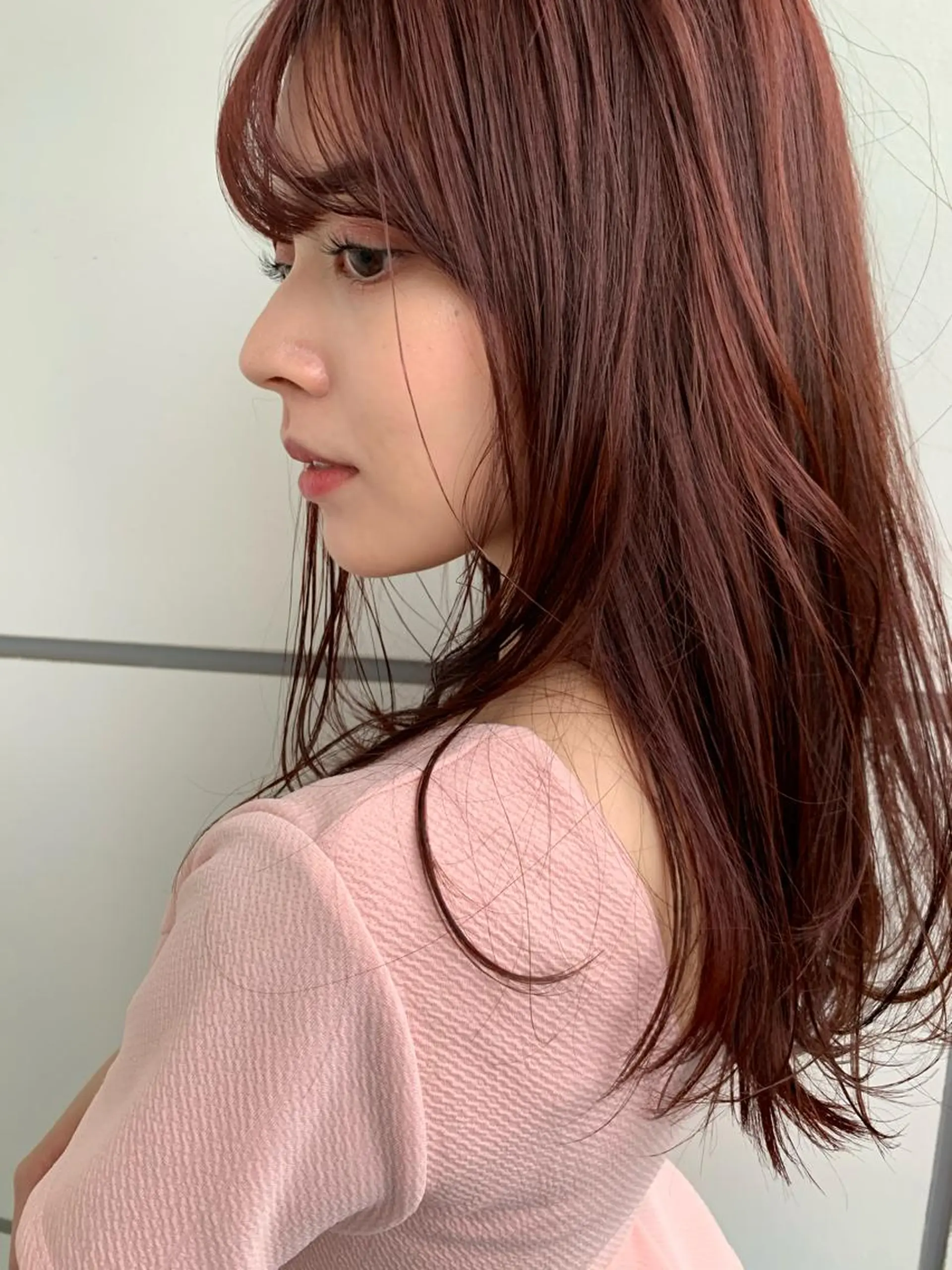 セミロング カラー ブリーチ ブリーチなしカラー ピンクカラー 韓国ヘア/前髪カット 廣瀬隆志のヘアスタイル