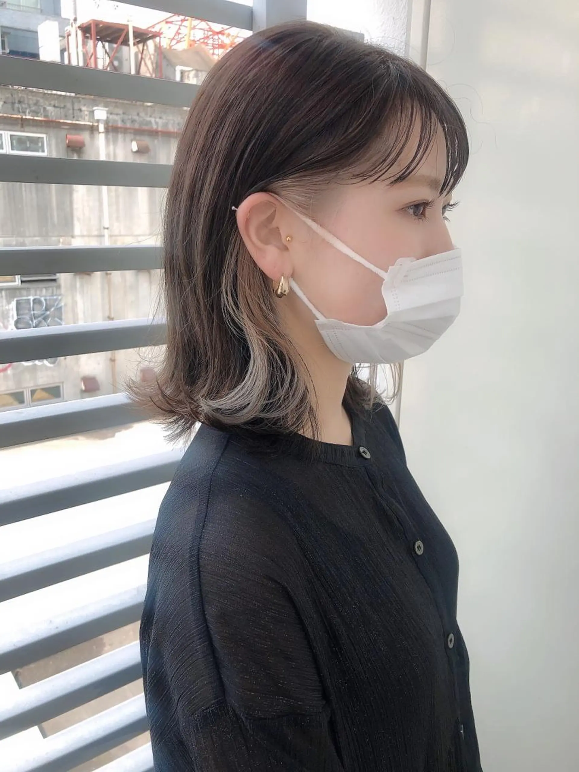 ミディアム カラー ヘアカラー 韓国🇰🇷レイヤー おくれ毛/顔まわりのヘアスタイル
