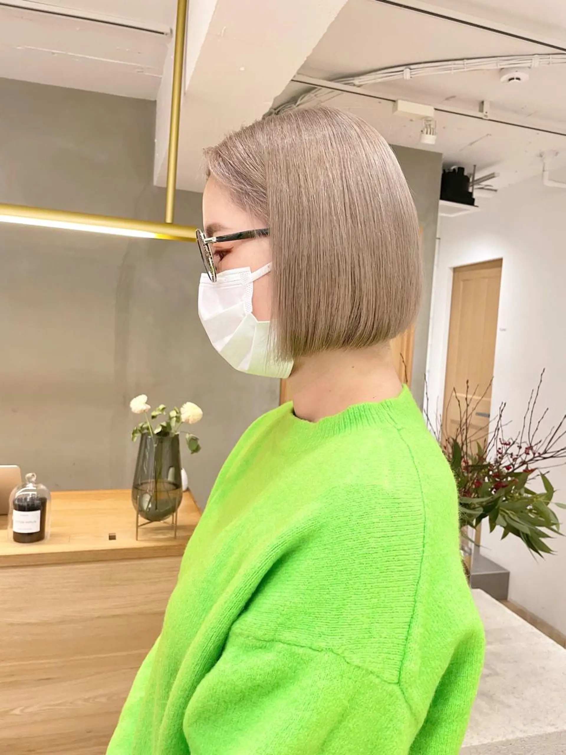 ミディアム カラー ベージュカラー ミルクティーベージュ ヘアカラー トリートメント ボブ/ショート 🌟梅田盛一🌟のヘアスタイル