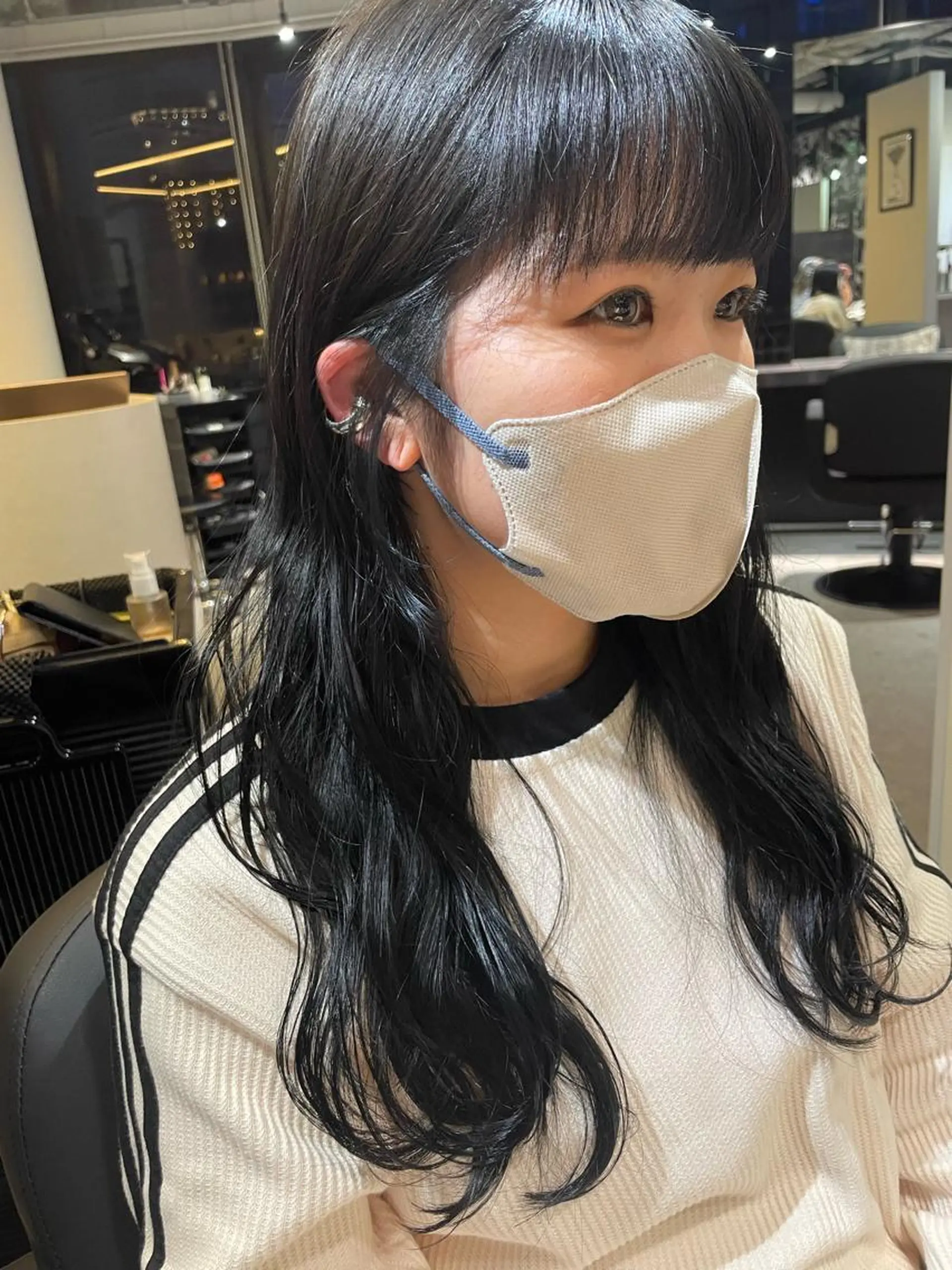 ロング カラー 黒髪 ブルーカラー ブルーブラック One By The Ect所属・ショート/脱白髪染め ☆宇﨑悠実のヘアスタイル