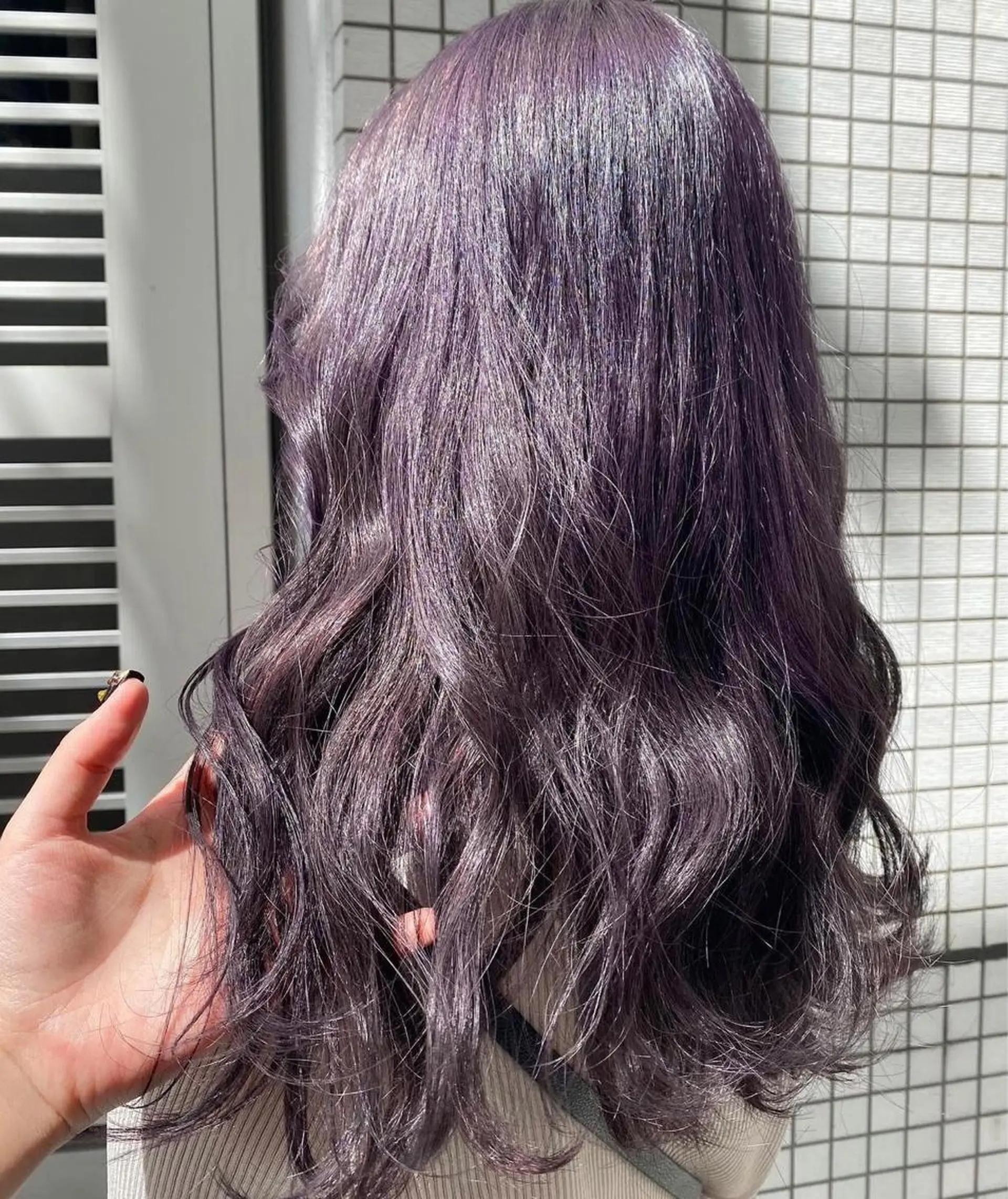 ロング カラー ラベンダーカラー ラベンダーグレー 遠藤沙也加 /レイヤーカットのヘアスタイル