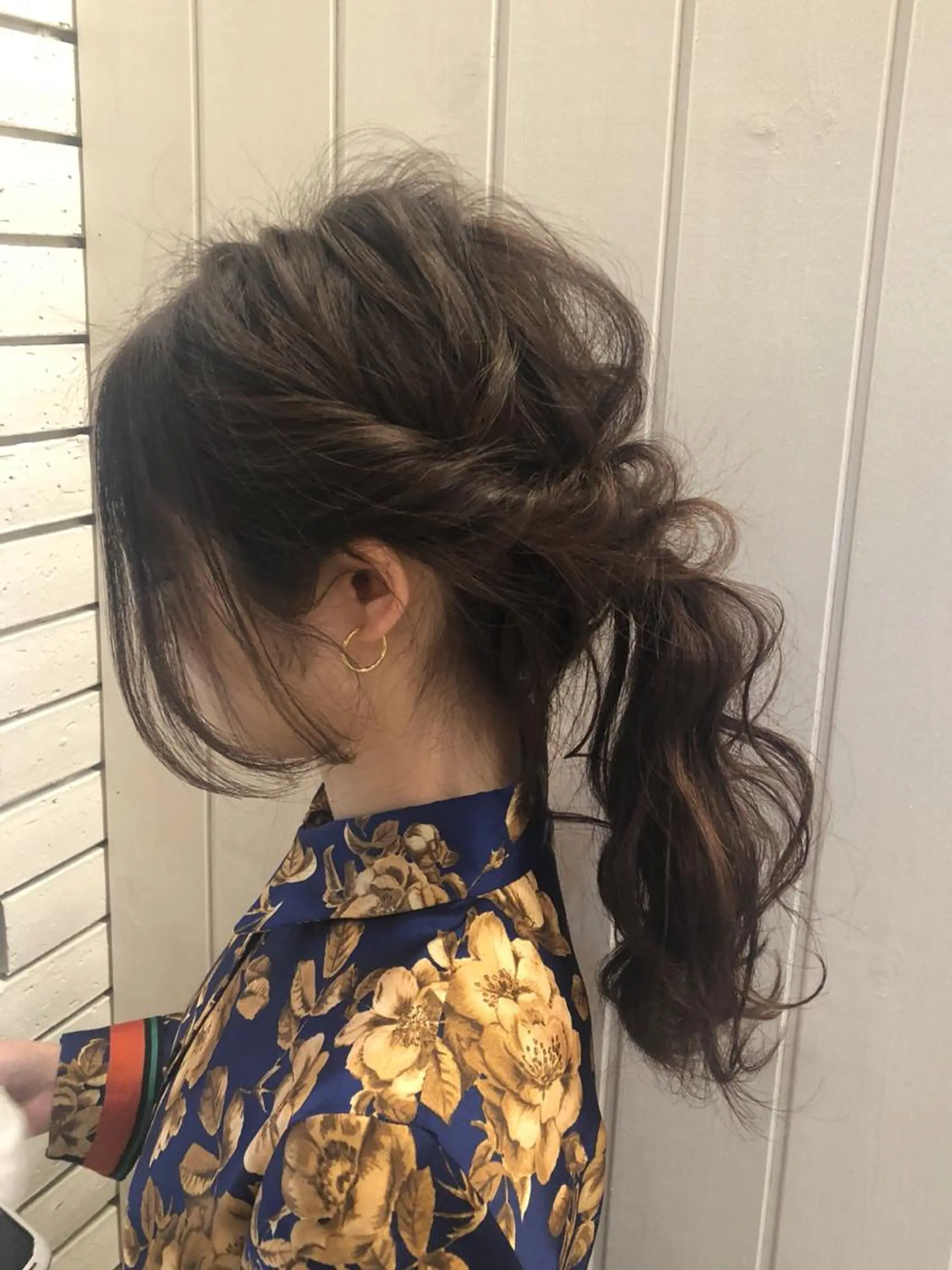 ヘアアレンジ ポニーテール デザインカラー/ エクステ/ブリーチのヘアスタイル