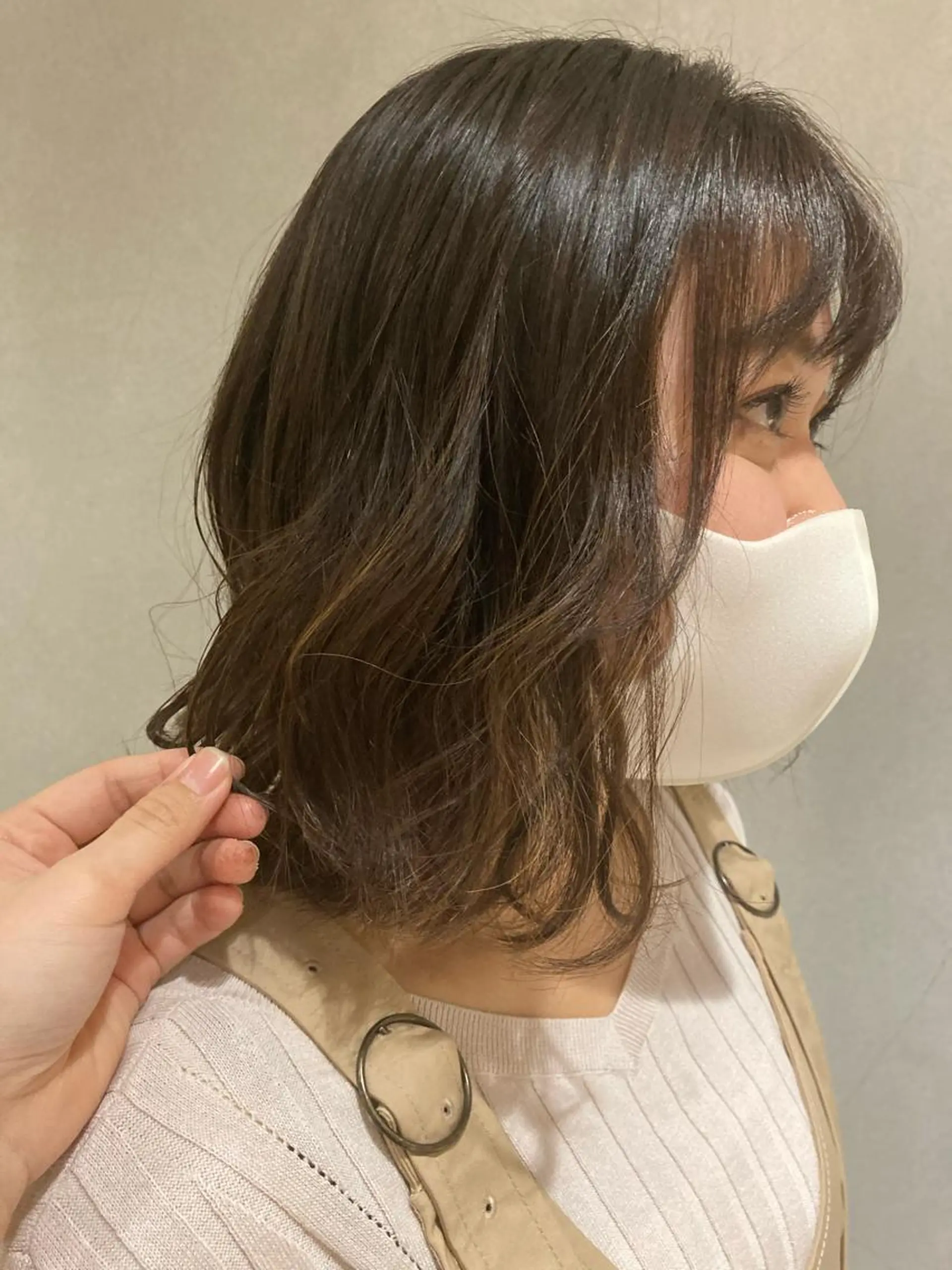 ミディアム カラー ベージュカラー ハイライトカラー ハイライト ボブ/透明感カラー /坂口恵梨子のヘアスタイル