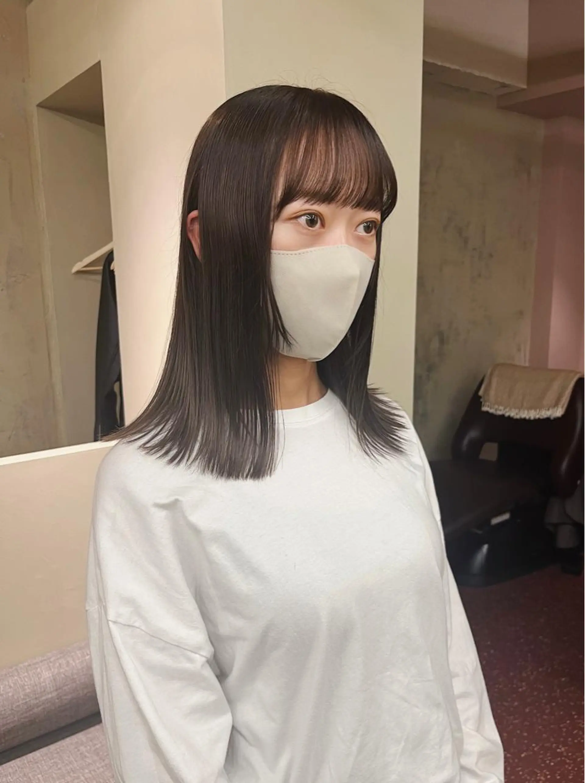 ミディアム カラー ダークグレー ダークグレージュ グレージュ 西山 紗耶香🪽 透明感カラー/ボブのヘアスタイル