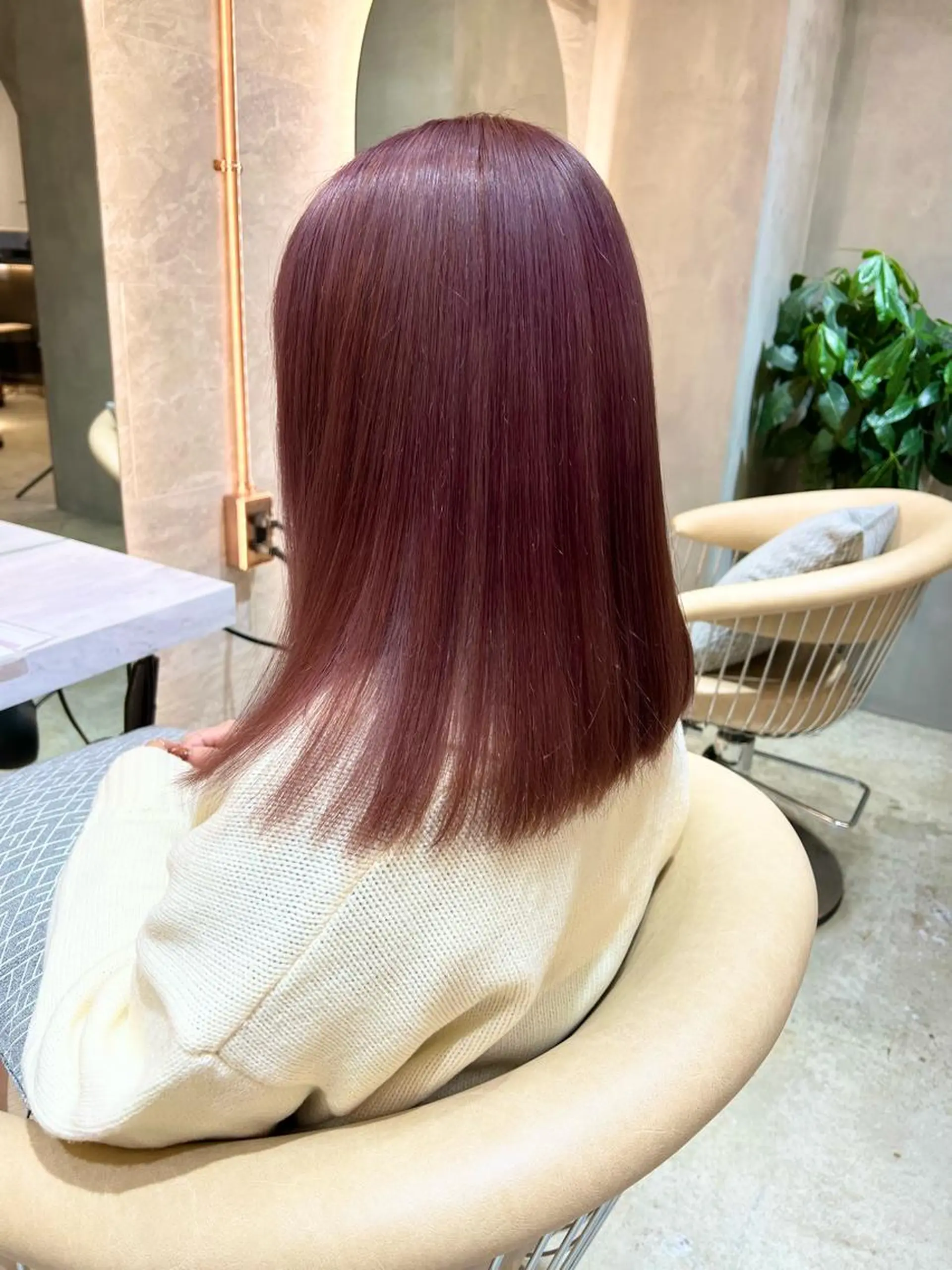 セミロング カラー ボブ/巻ける縮毛矯正 /韓国レイヤーはなのヘアスタイル