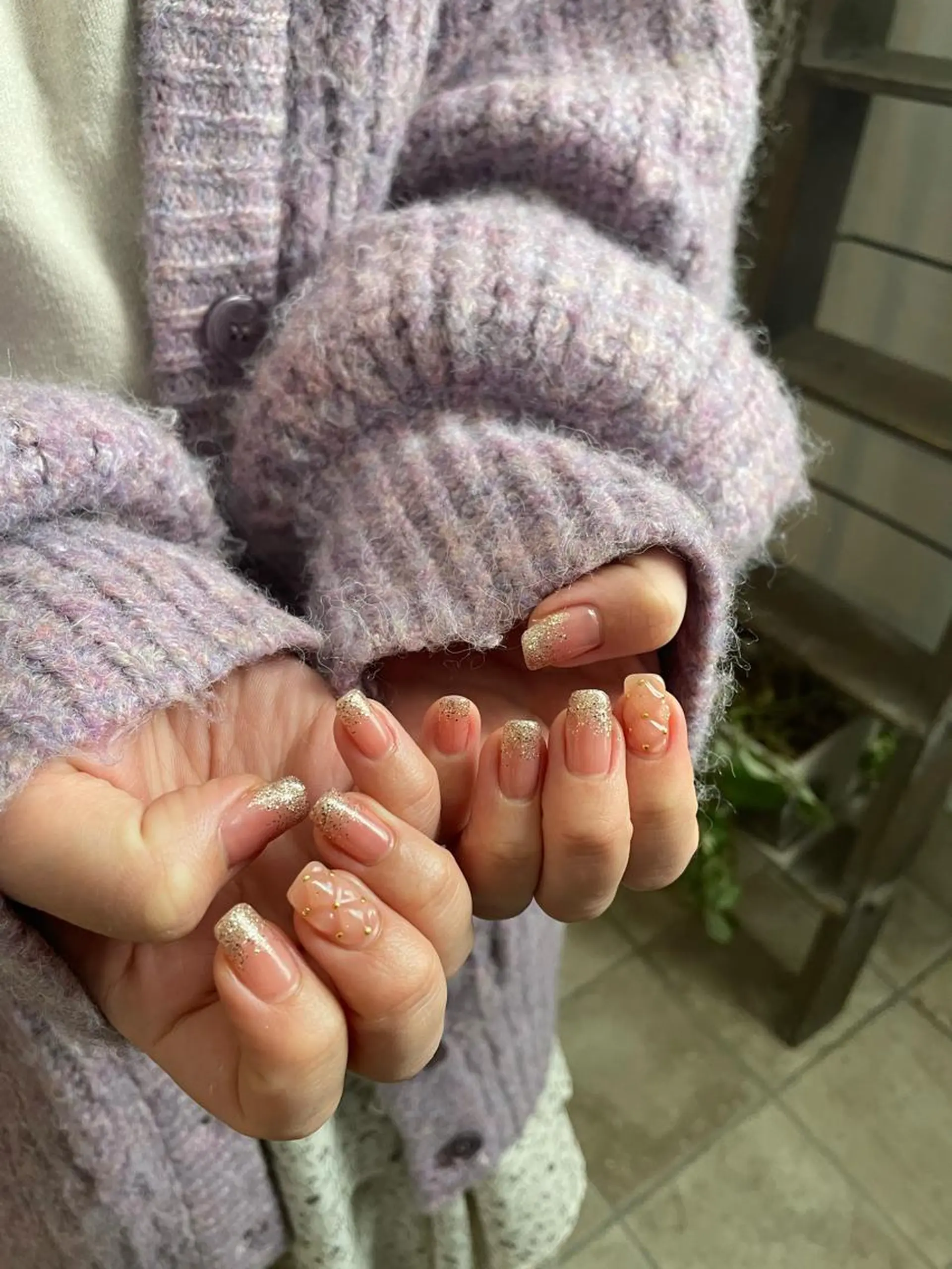 ネイル フットネイル ジェルネイル 韓国ネイル ラメ(グリッター) ニュアンスネイル 甲斐市自宅サロン 🧸prunelleのネイルデザイン