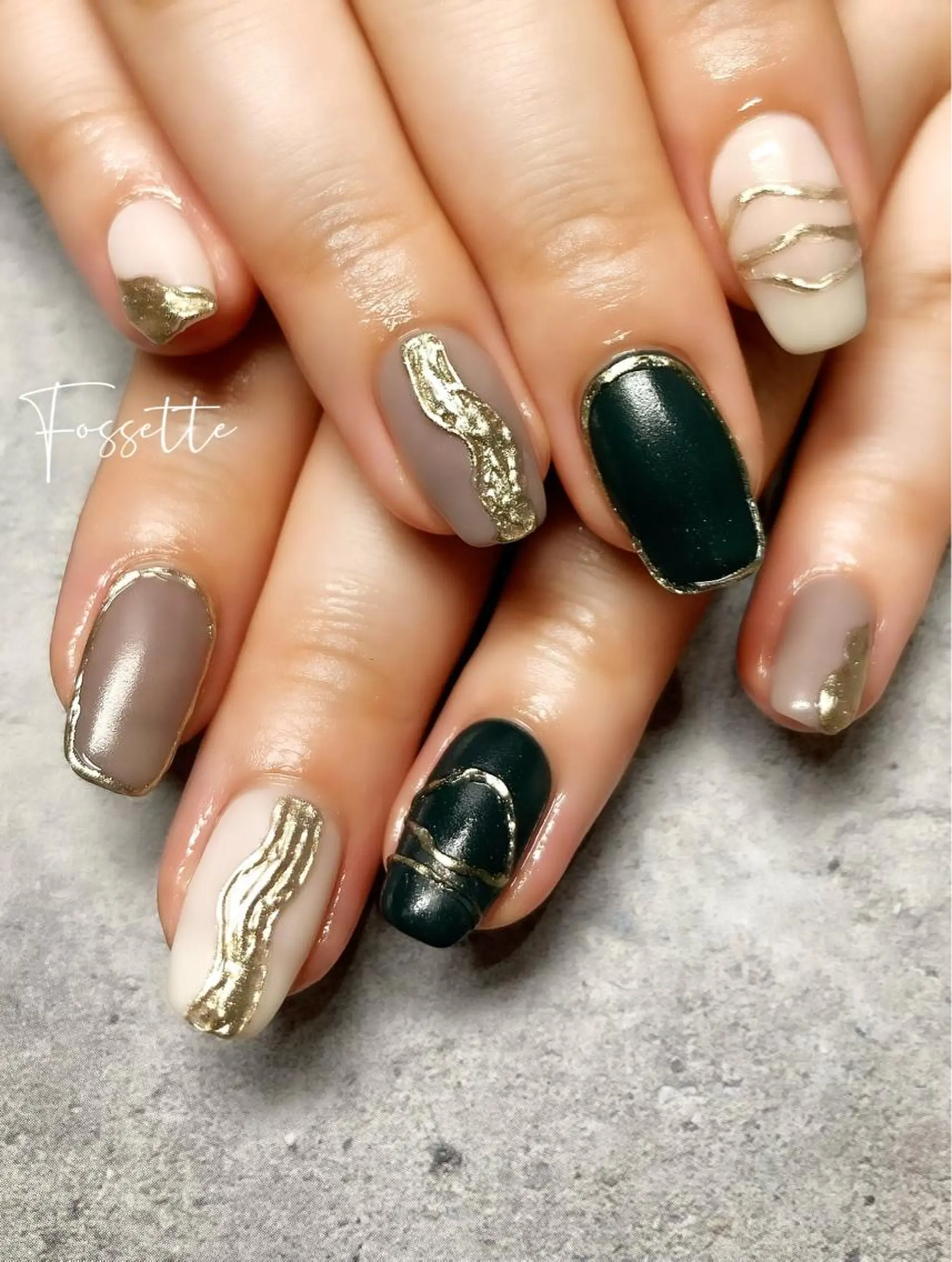 ネイル マットネイル ミラーネイル ワンカラーネイル スクエアネイル nailsalon Fossetteのネイルデザイン