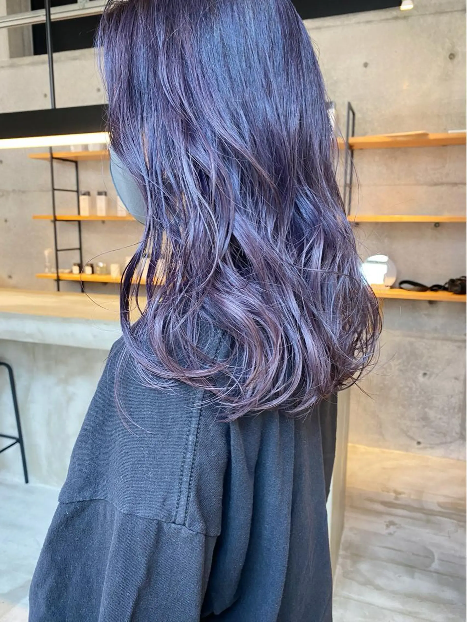 セミロング カラー ヘアアレンジ ブリーチ パープルカラー son hair HIROEのヘアスタイル