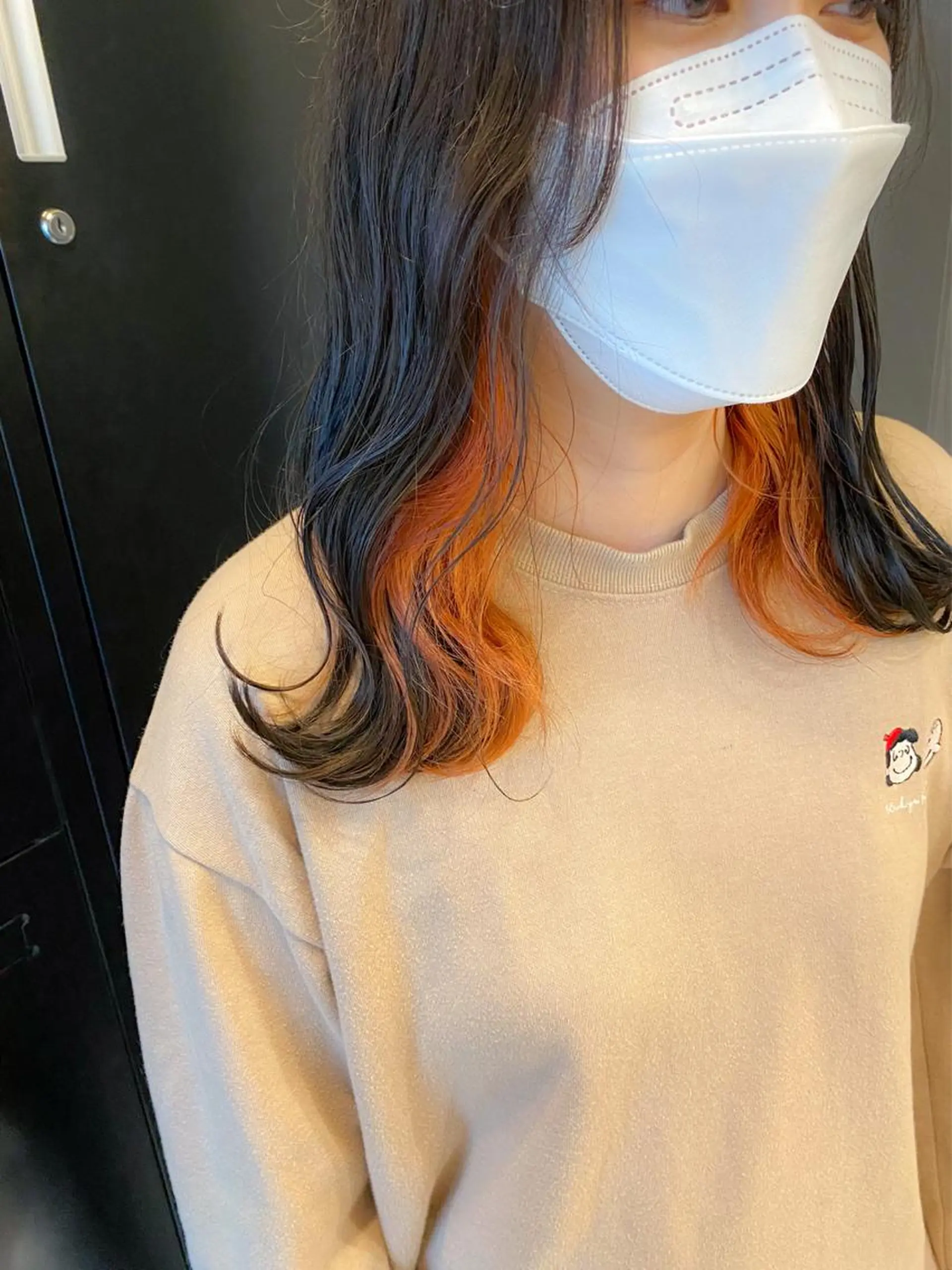 セミロング カラー オレンジ louwe 武藤幸世のヘアスタイル