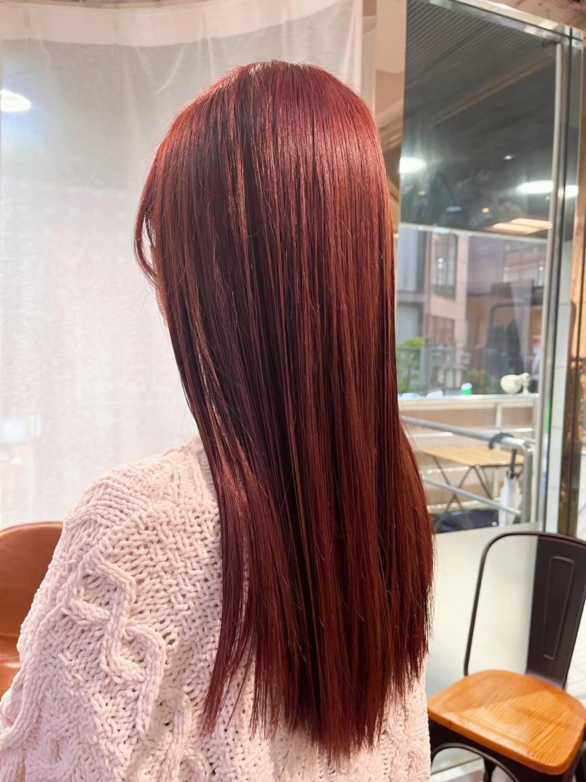 ロング カラー ハイトーンカラー レッドカラー 学生 韓国風ヘア ヘアカラー 酸性ストレート 🤍🎀honokaのヘアスタイル